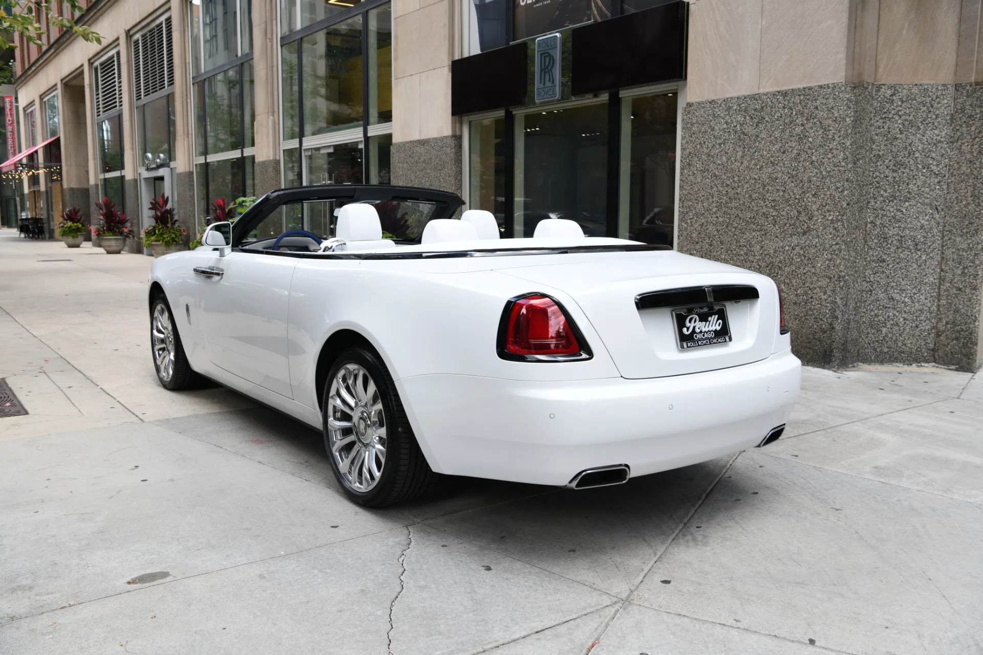 2020 Rolls-Royce Dawn, rear three-quarter view, Arctic White