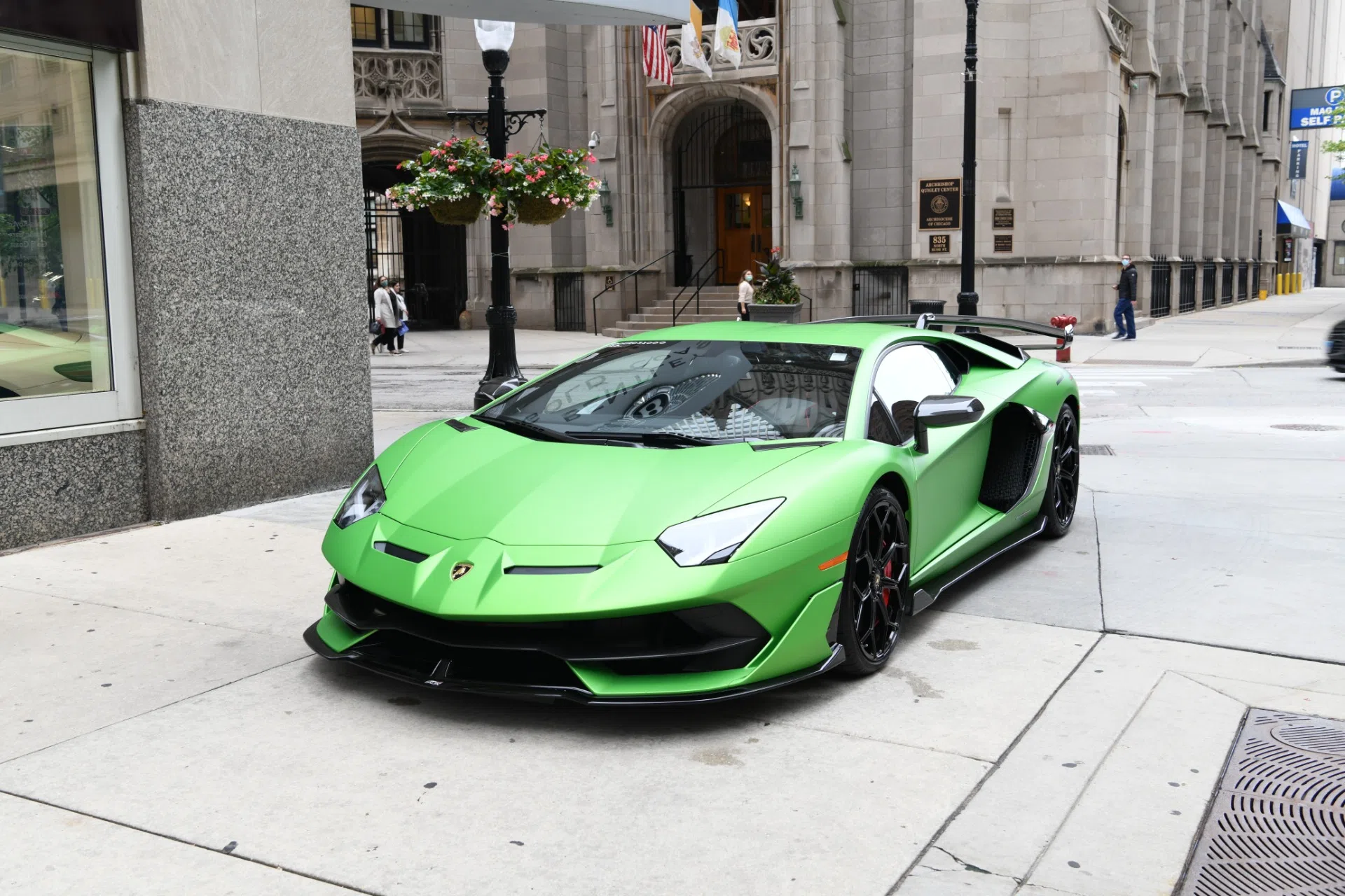 2020 Lamborghini Aventador SVJ LP 770-4 SVJ for sale, front three-quarter view, Verde Alseo