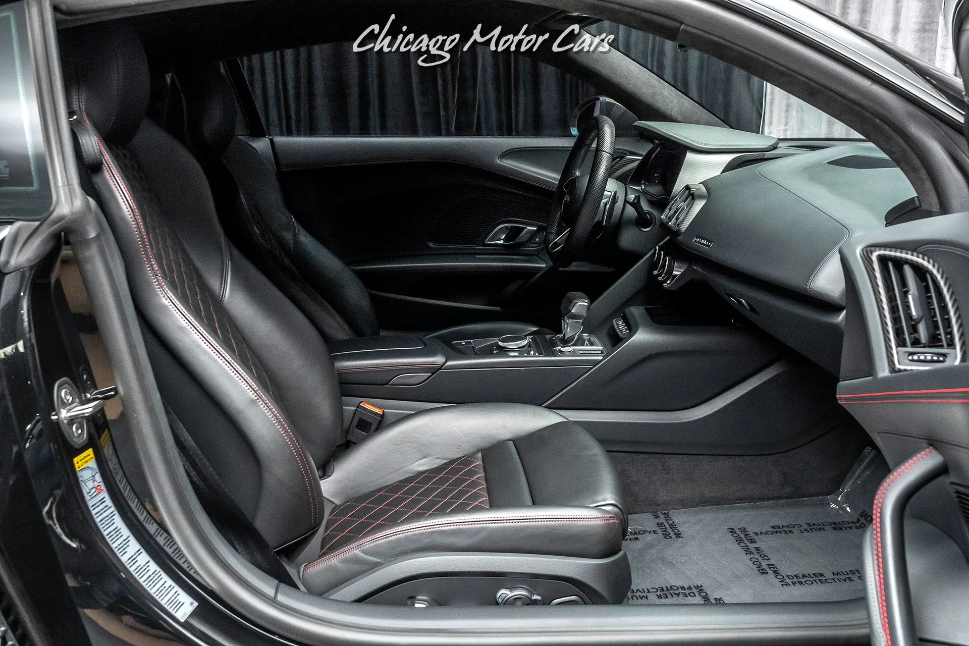 2017 Audi R8 5.2 Quattro V10 Plus Coupe interior, Black W/ Express Red Stitching