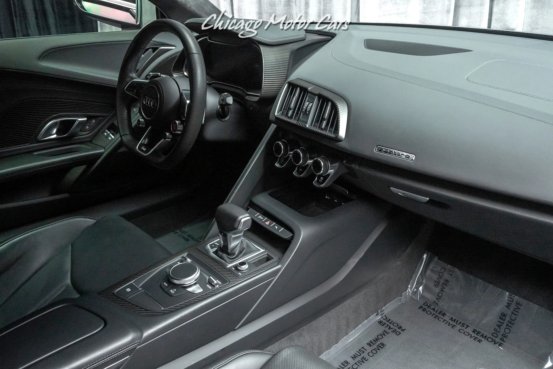 2017 Audi R8 5.2 Quattro V10 Plus Coupe interior, center console, Black Leather