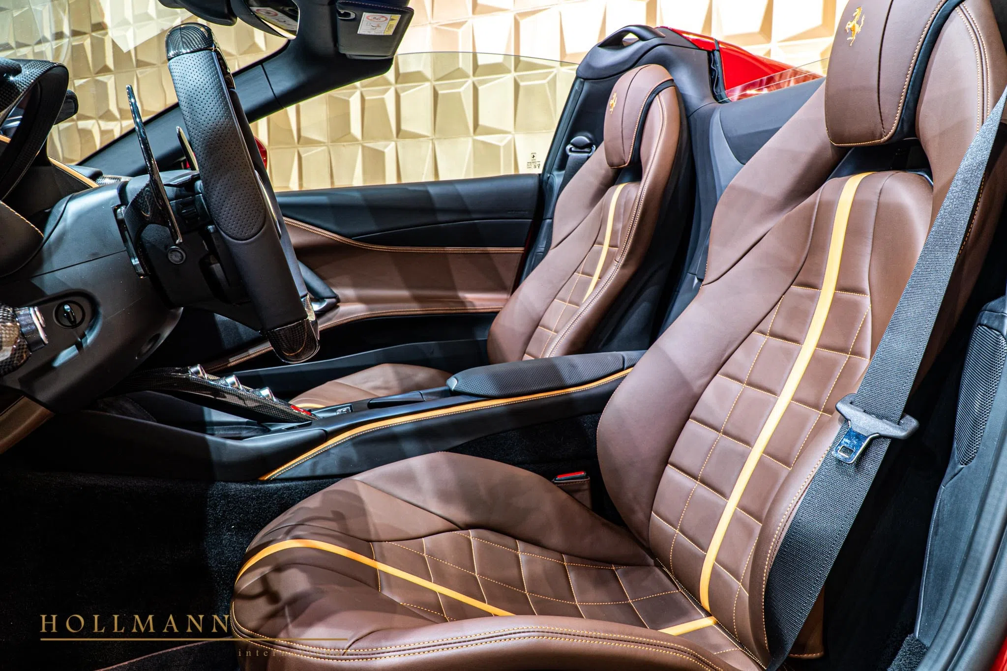 2020 Ferrari 812 GTS interior, seats, INTC Terra Bruciata