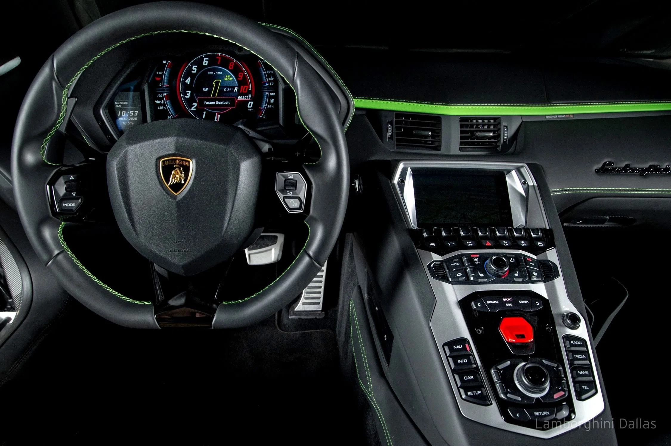 2018 Lamborghini Aventador S interior, dashboard, Nero Ade