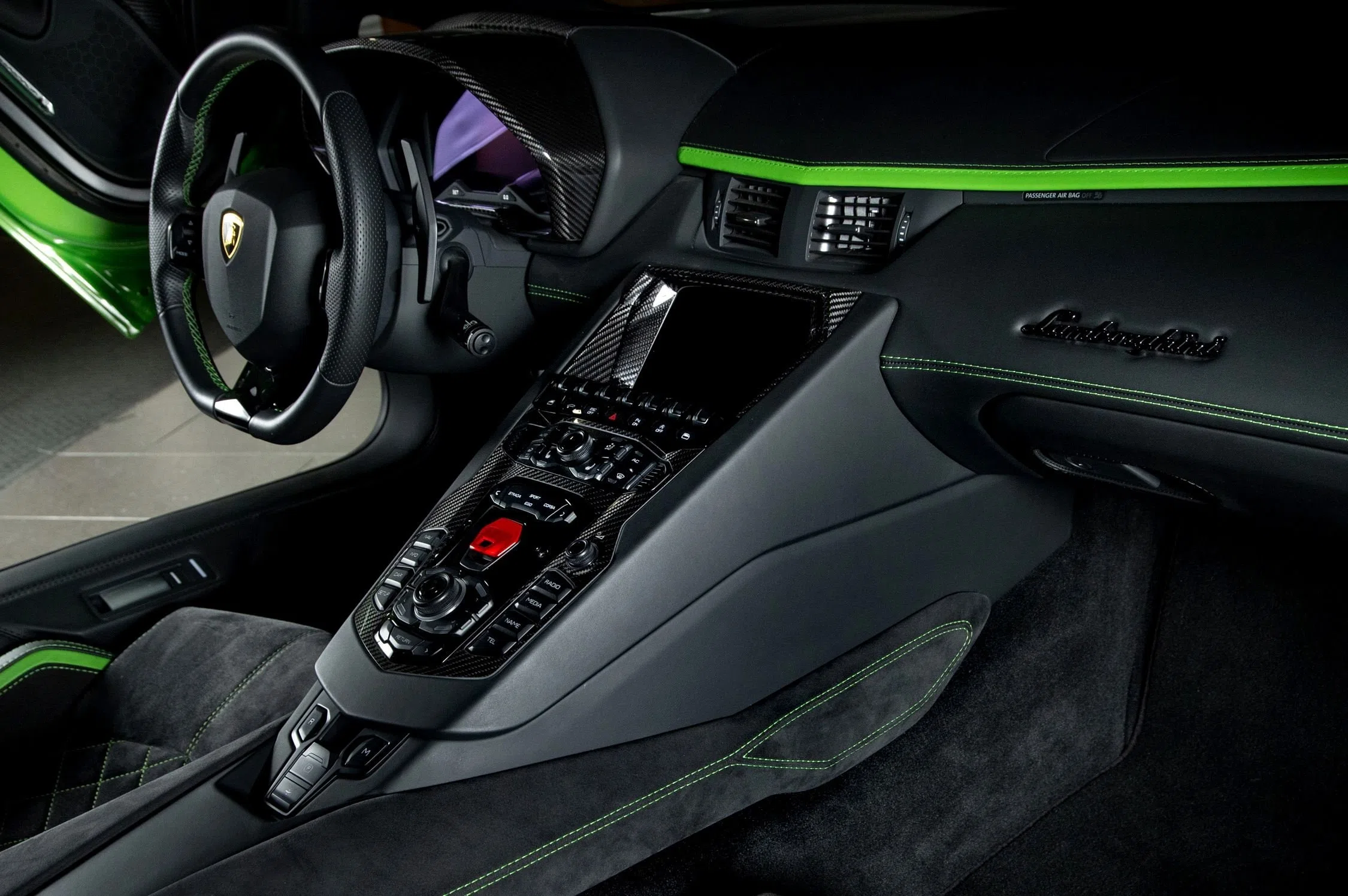 2019 Lamborghini Aventador S interior, dashboard, Nero Ade