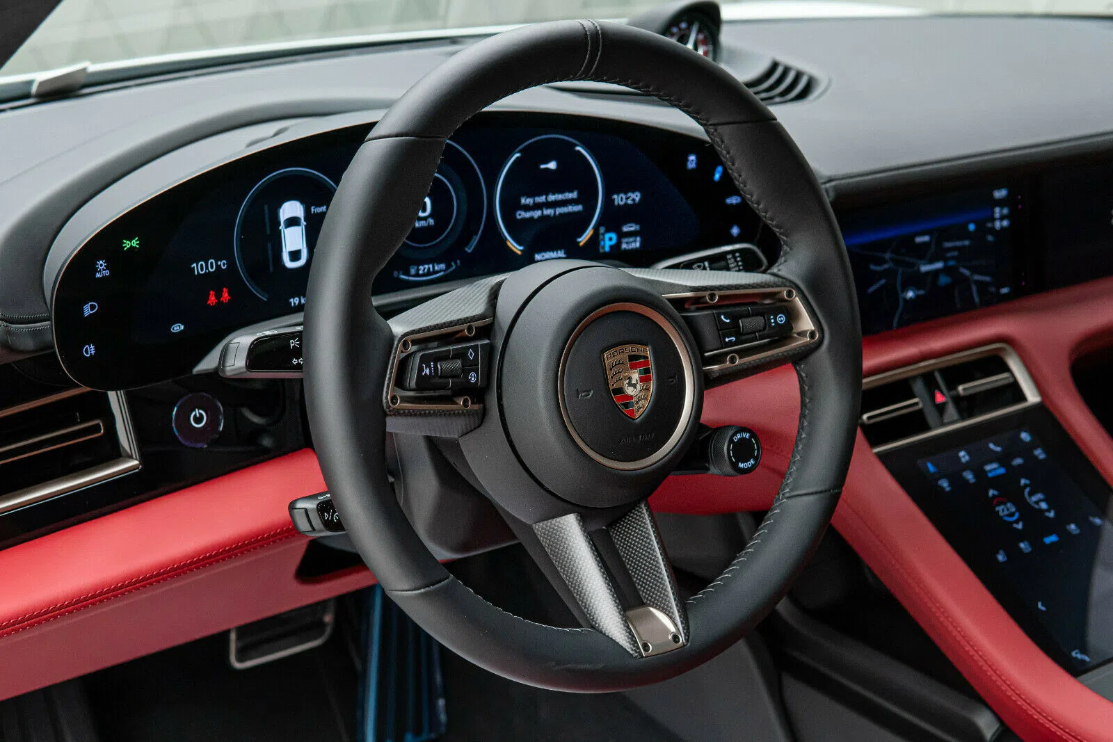 2020 Porsche Taycan Turbo S interior, Red Leather