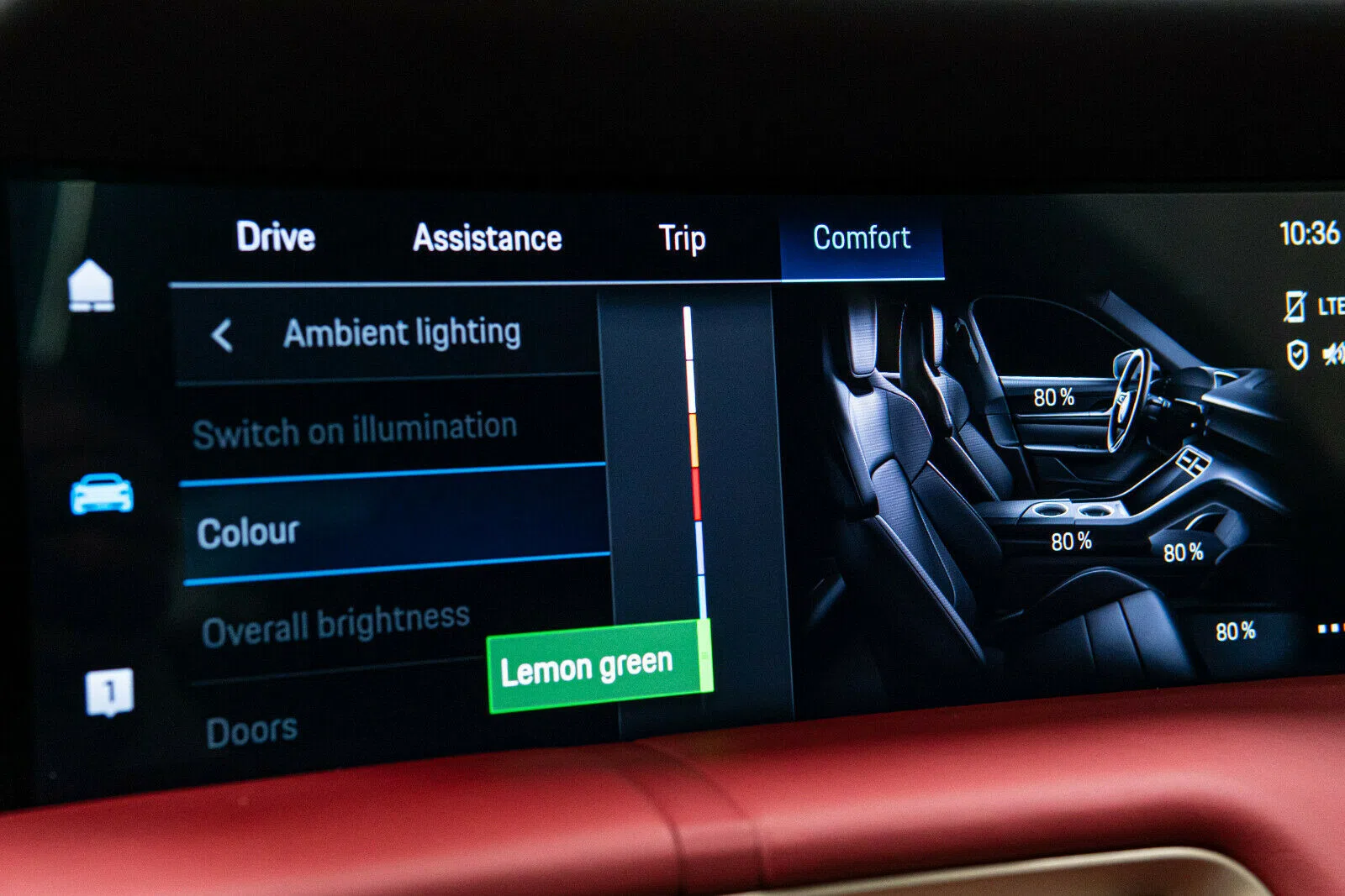 2020 Porsche Taycan Turbo S interior, Red Leather