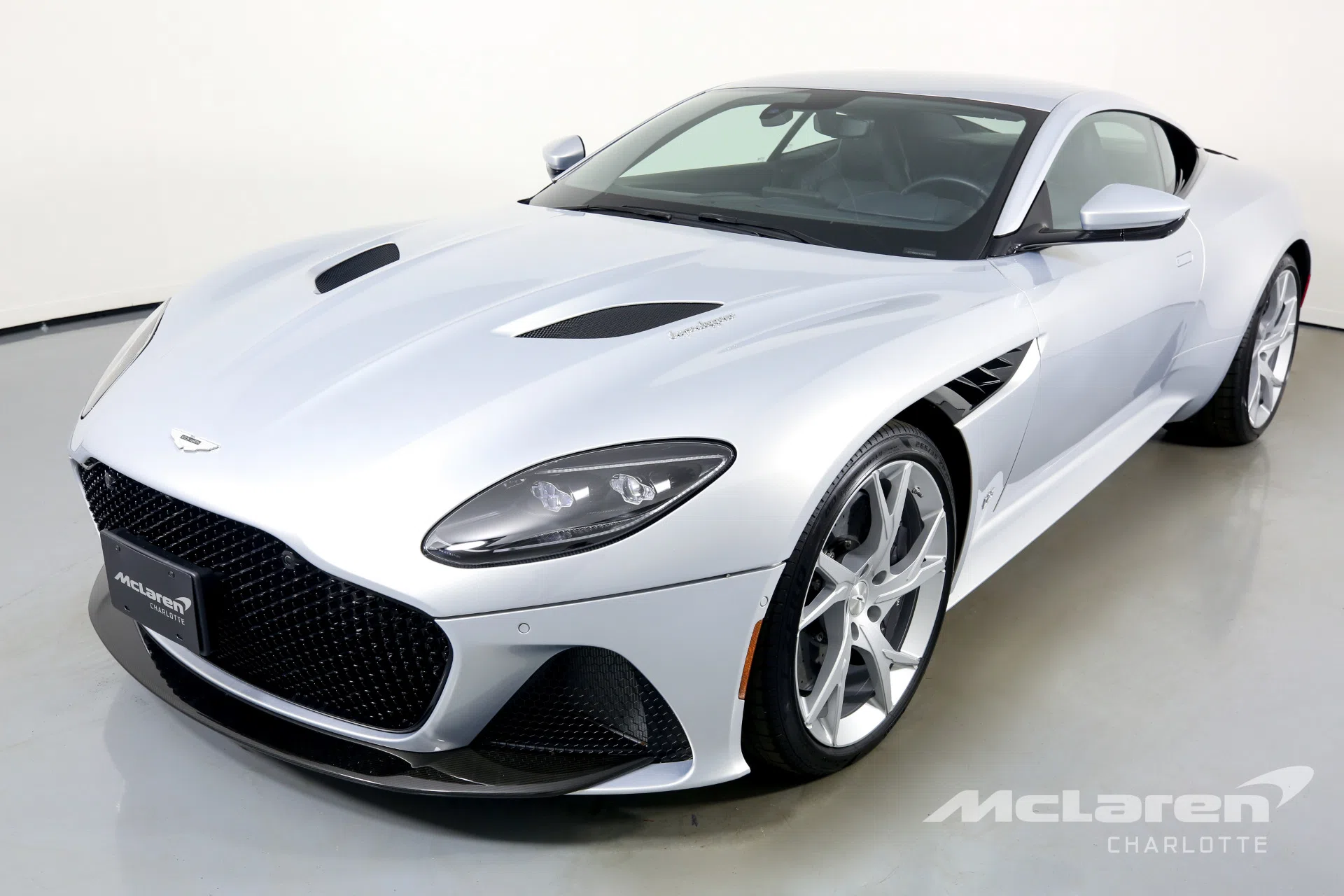 2019 Aston Martin DBS Superleggera for sale, front three-quarter view, Lightning Silver