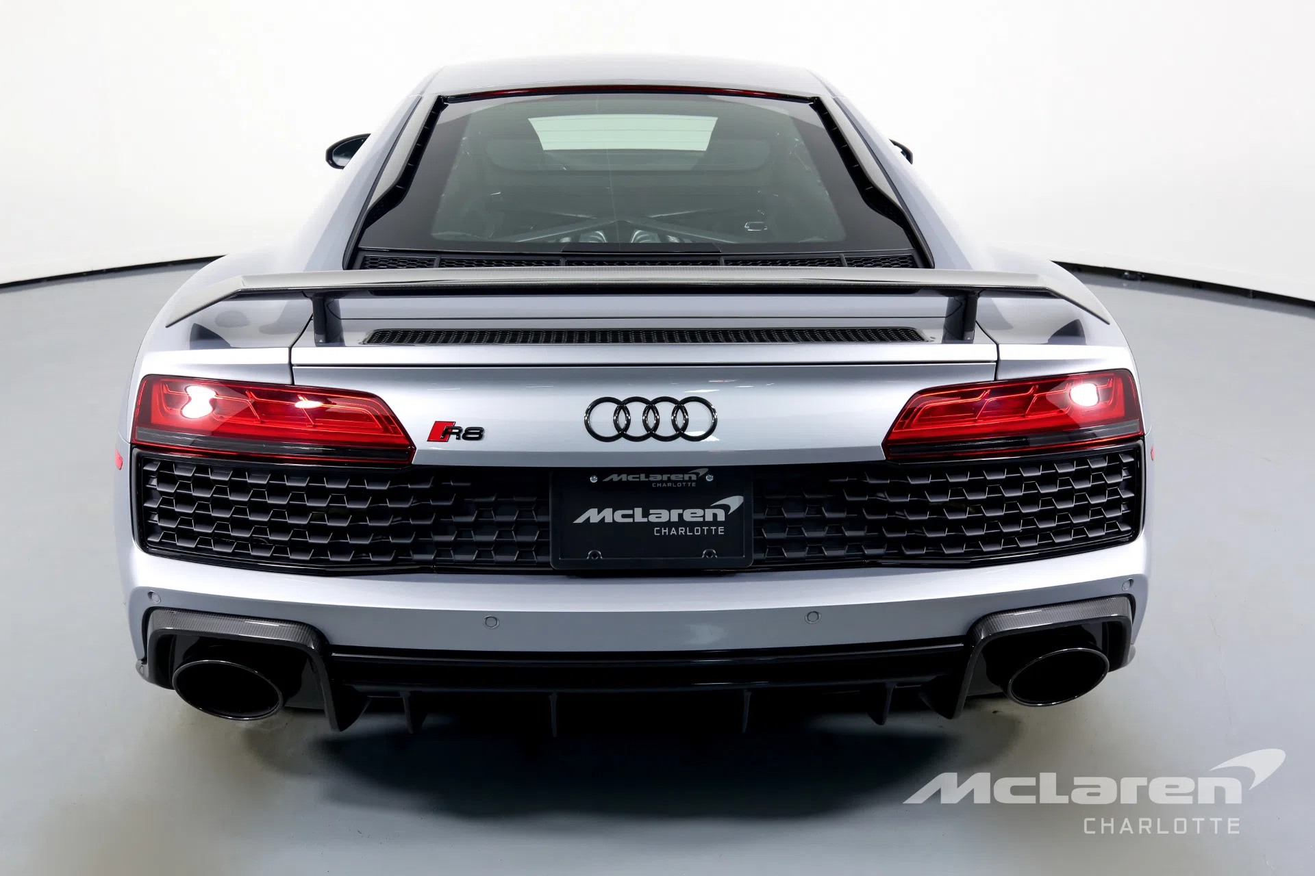 2020 Audi R8 5.2 Quattro V10 Performance, rear three-quarter view, Silver