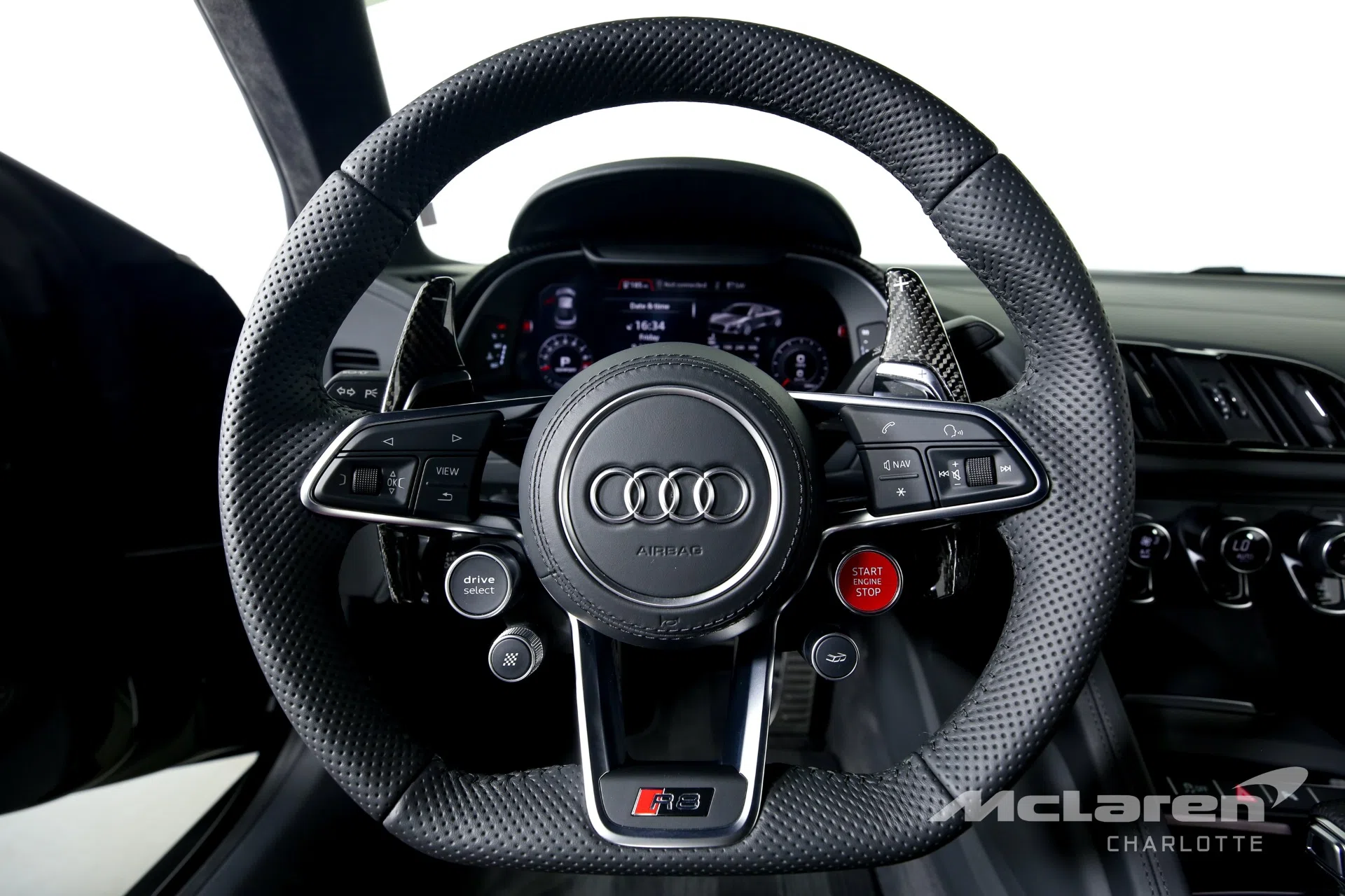 2020 Audi R8 5.2 Quattro V10 Performance interior, steering wheel, Black W/ ARA Blue Stitching