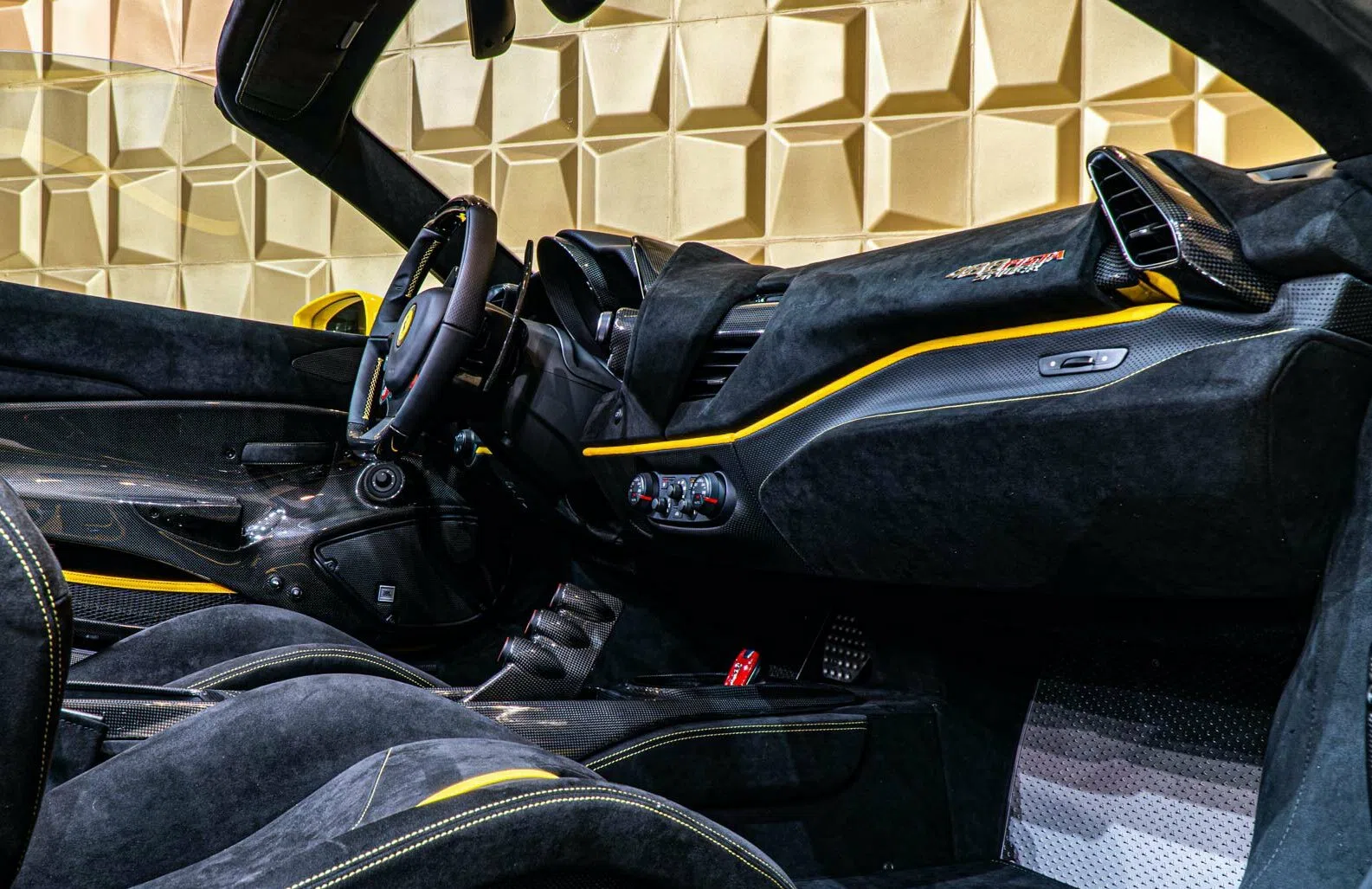 2020 Ferrari 488 Pista Spider interior, Alcantara Nero
