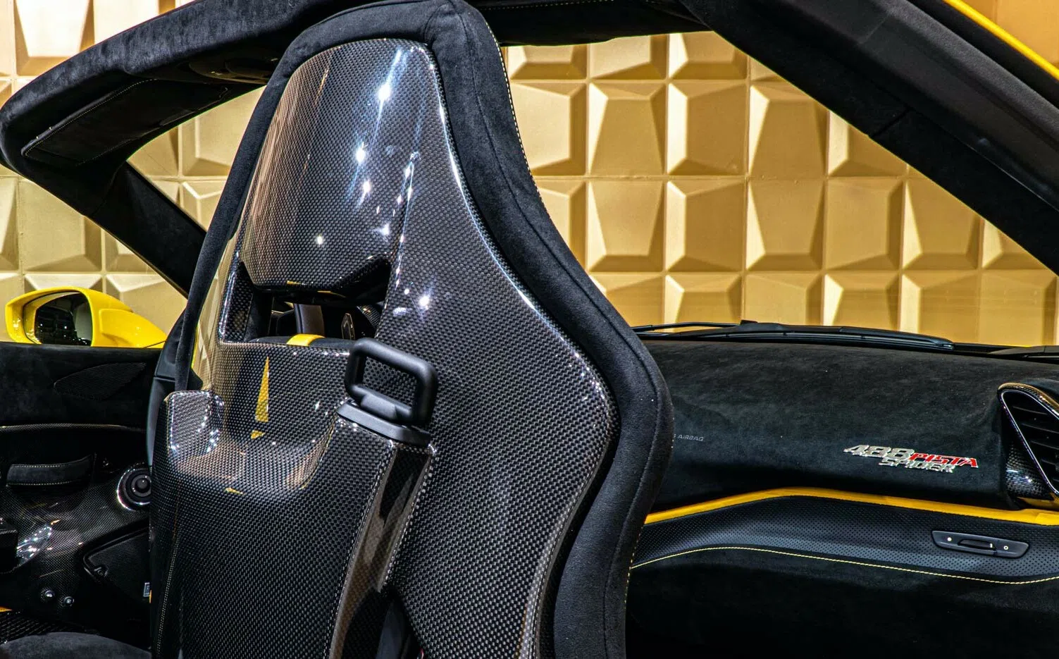 2020 Ferrari 488 Pista Spider interior, Alcantara Nero