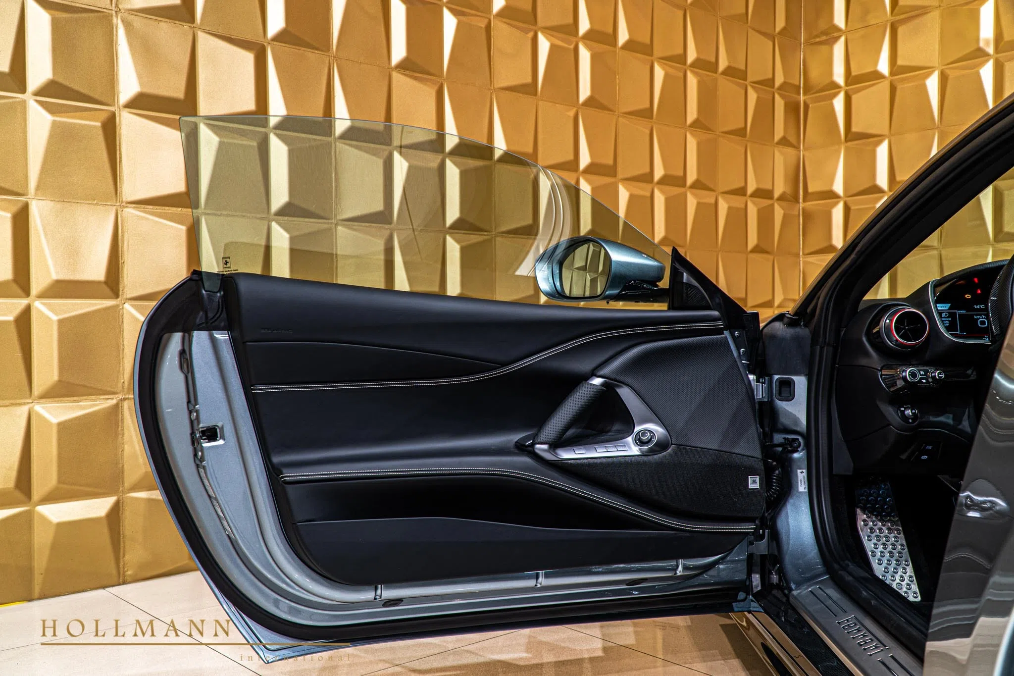 2020 Ferrari 812 Superfast interior, door panel, Leather Squared Pattern Black