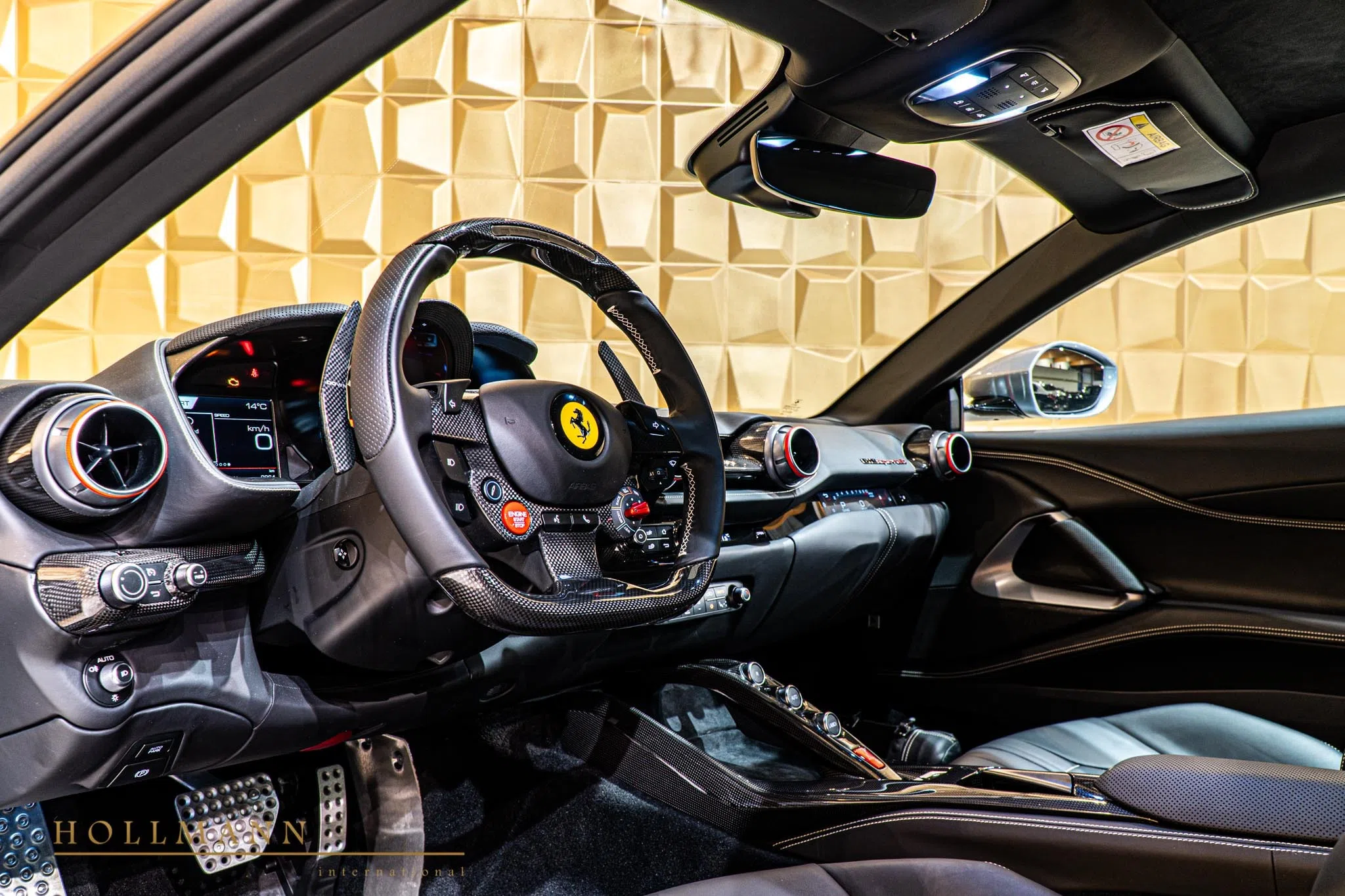 2020 Ferrari 812 Superfast interior, dashboard, Leather Squared Pattern Black