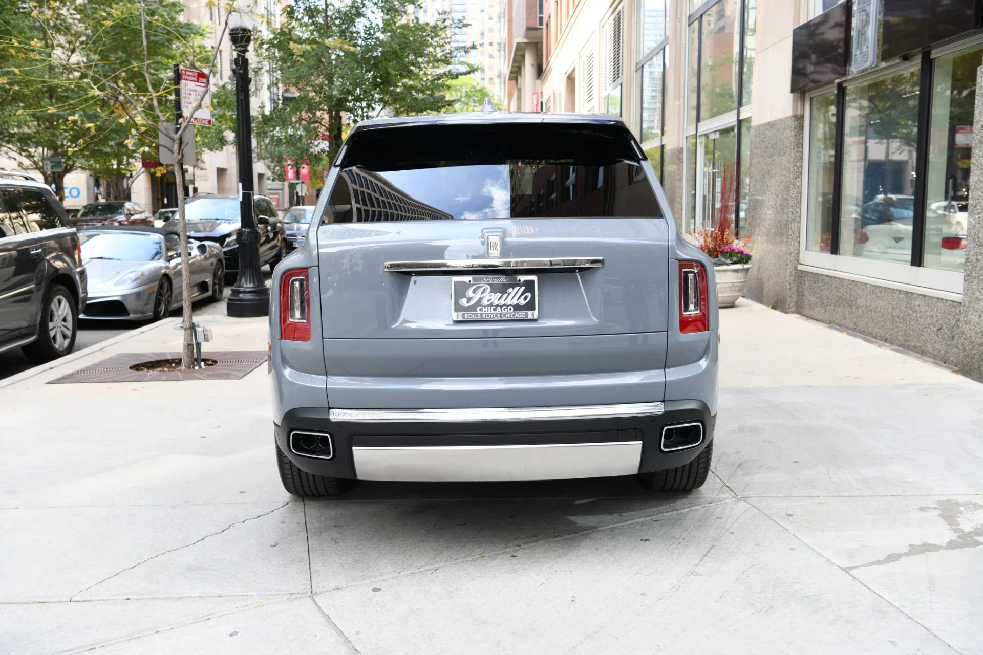 2021 Rolls-Royce Cullinan, rear three-quarter view, Burnout Grey