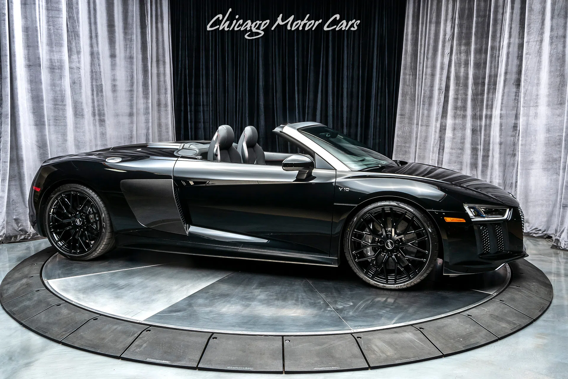 2018 Audi R8 5.2 V10 Quattro Spyder Convertible for sale, exterior, Mythos Black Metallic