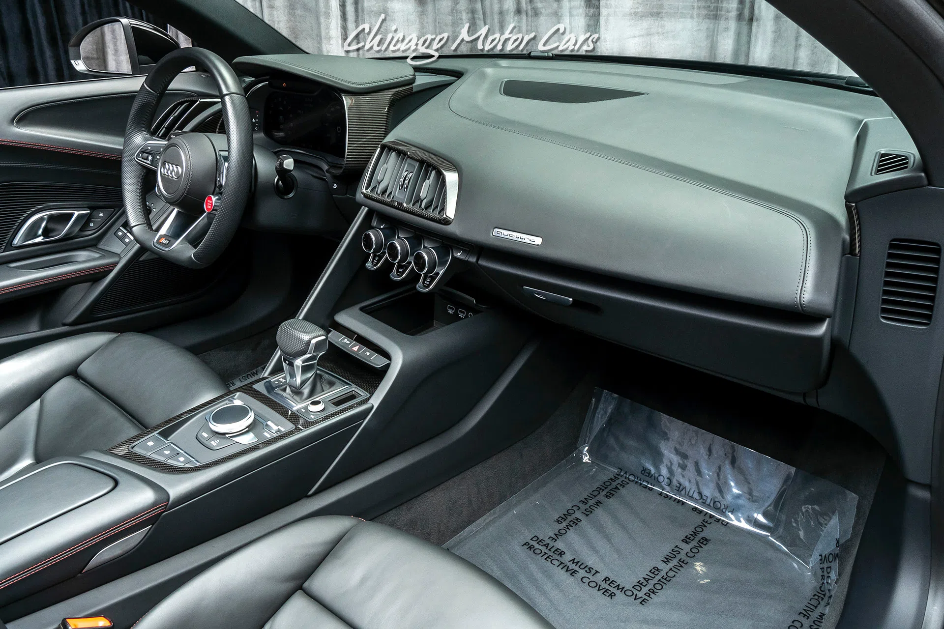 2018 Audi R8 5.2 V10 Quattro Spyder Convertible interior, Black W/ Express Red Stitching