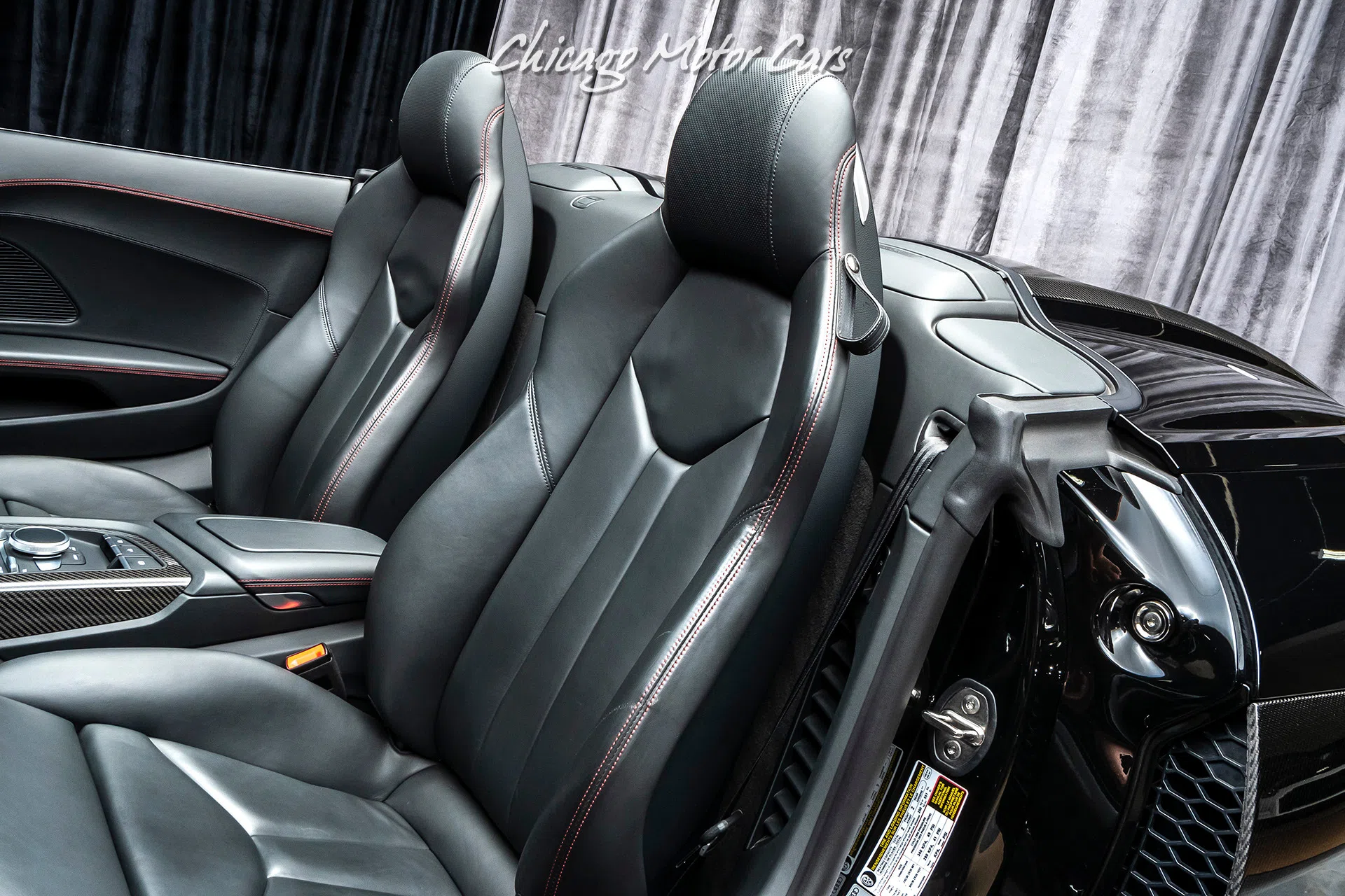 2018 Audi R8 5.2 V10 Quattro Spyder Convertible interior, seats, Black W/ Express Red Stitching