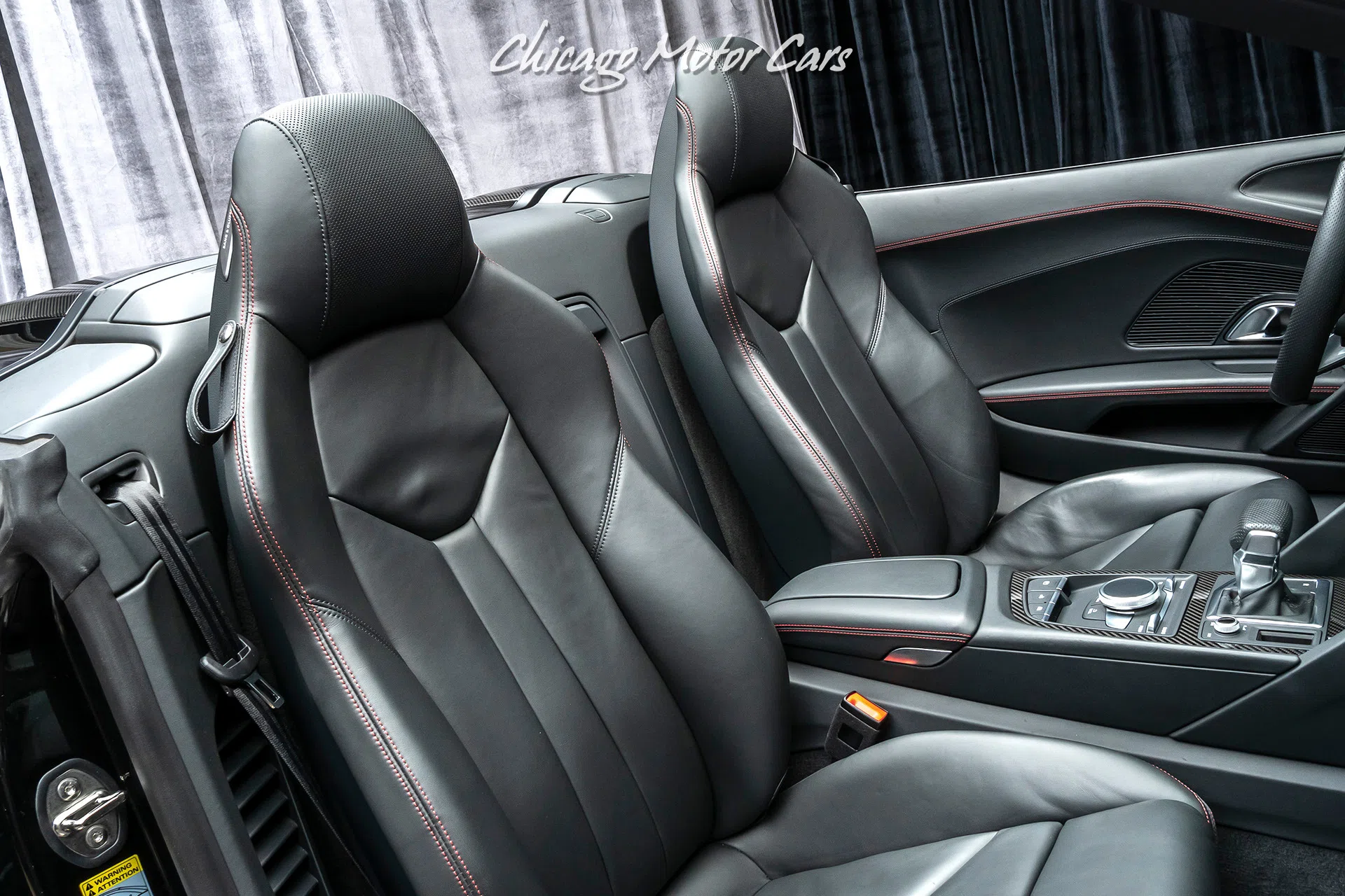 2018 Audi R8 5.2 V10 Quattro Spyder Convertible interior, seats, Black W/ Express Red Stitching