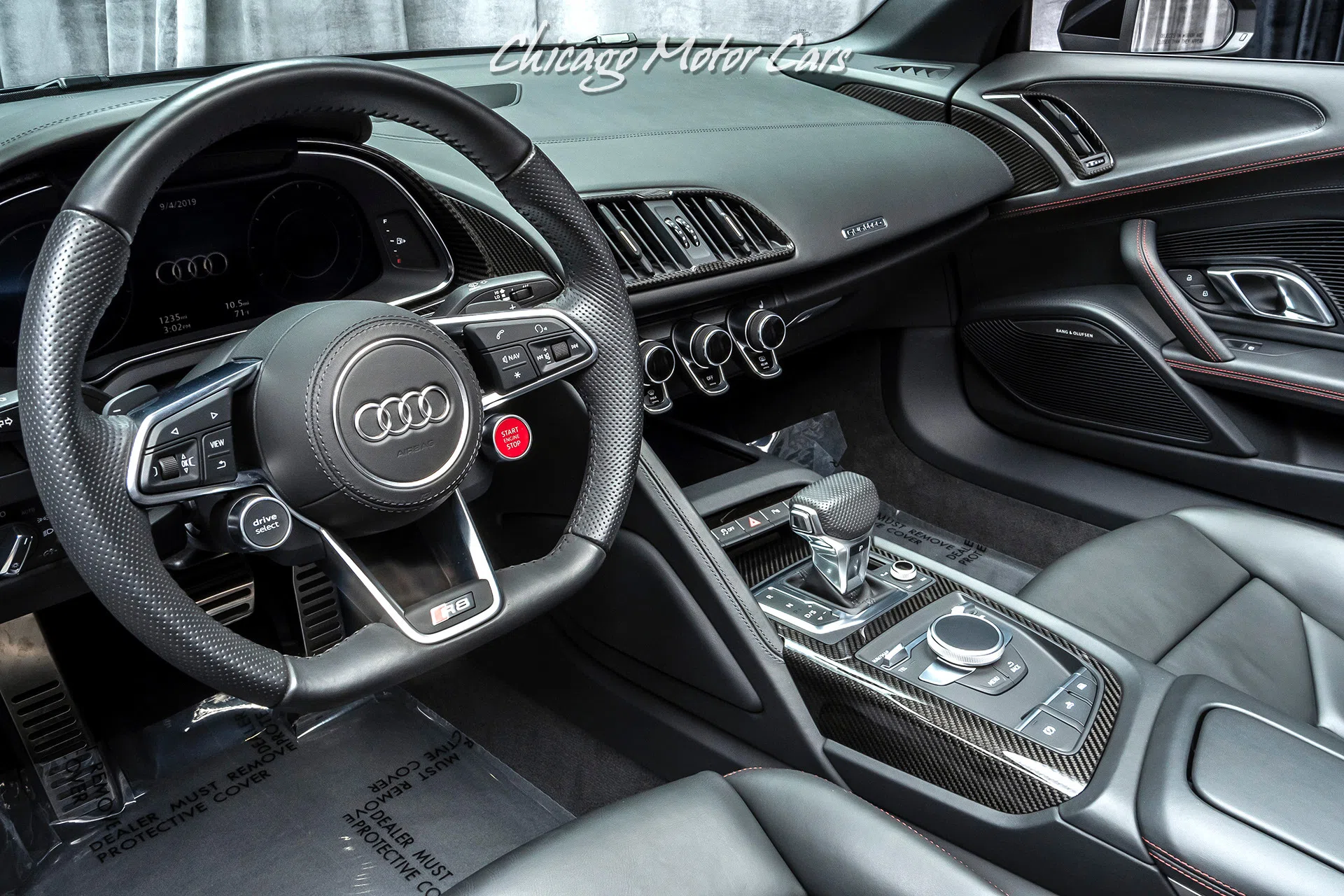 2018 Audi R8 5.2 V10 Quattro Spyder Convertible interior, dashboard, Black W/ Express Red Stitching