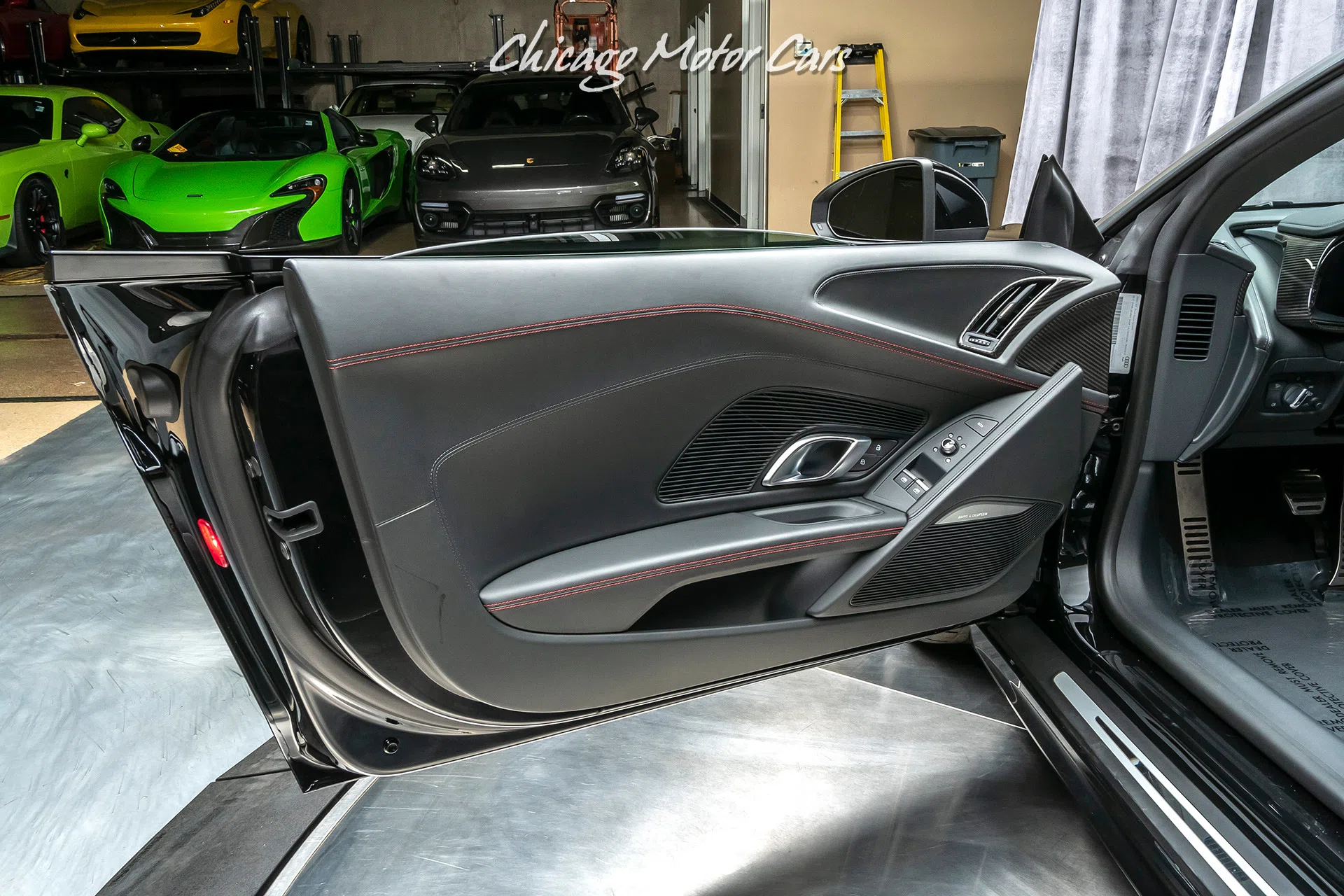 2018 Audi R8 5.2 V10 Quattro Spyder Convertible interior, door panel, Black W/ Express Red Stitching