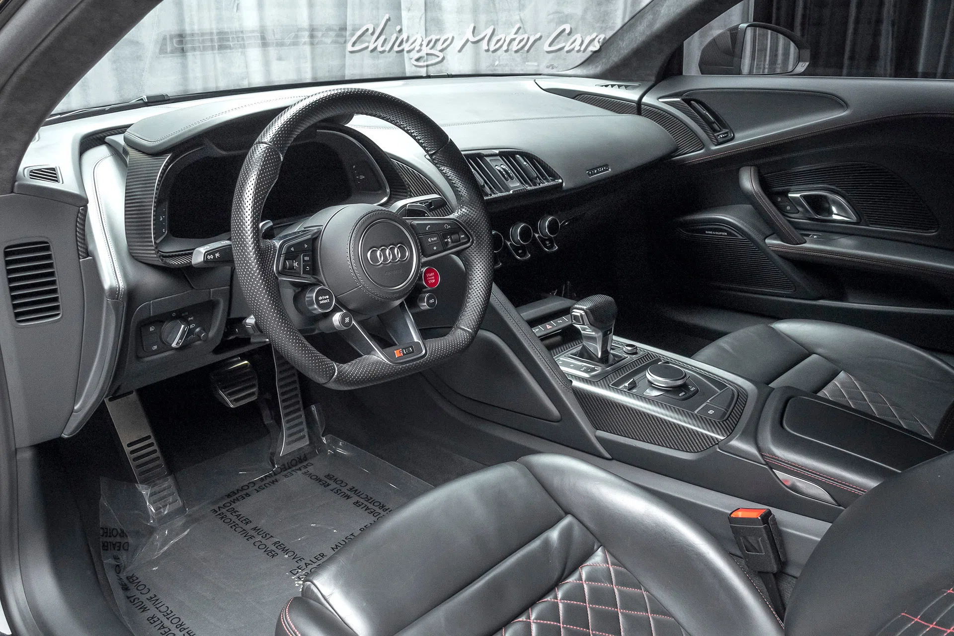 2017 Audi R8 5.2 Quattro V10 Plus Coupe interior, Black W/ Express Red Stitching