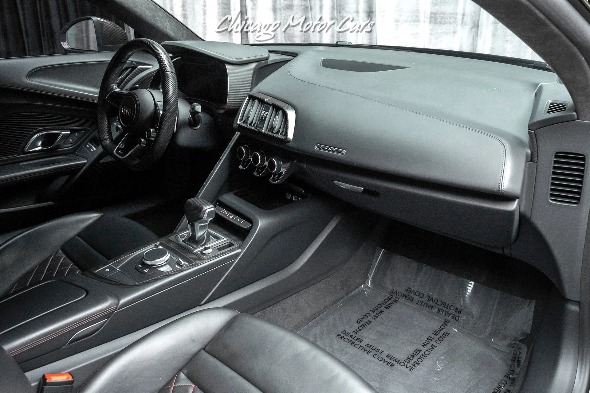 2017 Audi R8 5.2 Quattro V10 Plus Coupe interior, Black W/ Express Red Stitching