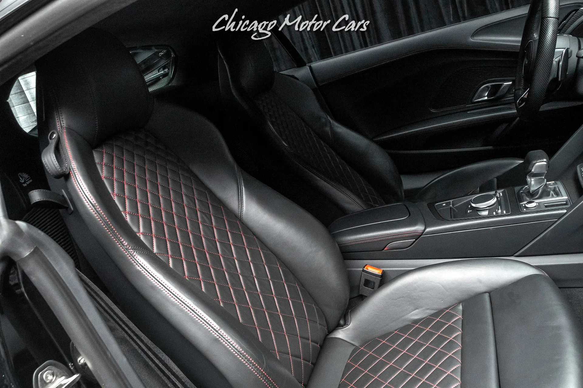 2017 Audi R8 5.2 Quattro V10 Plus Coupe interior, Black W/ Express Red Stitching