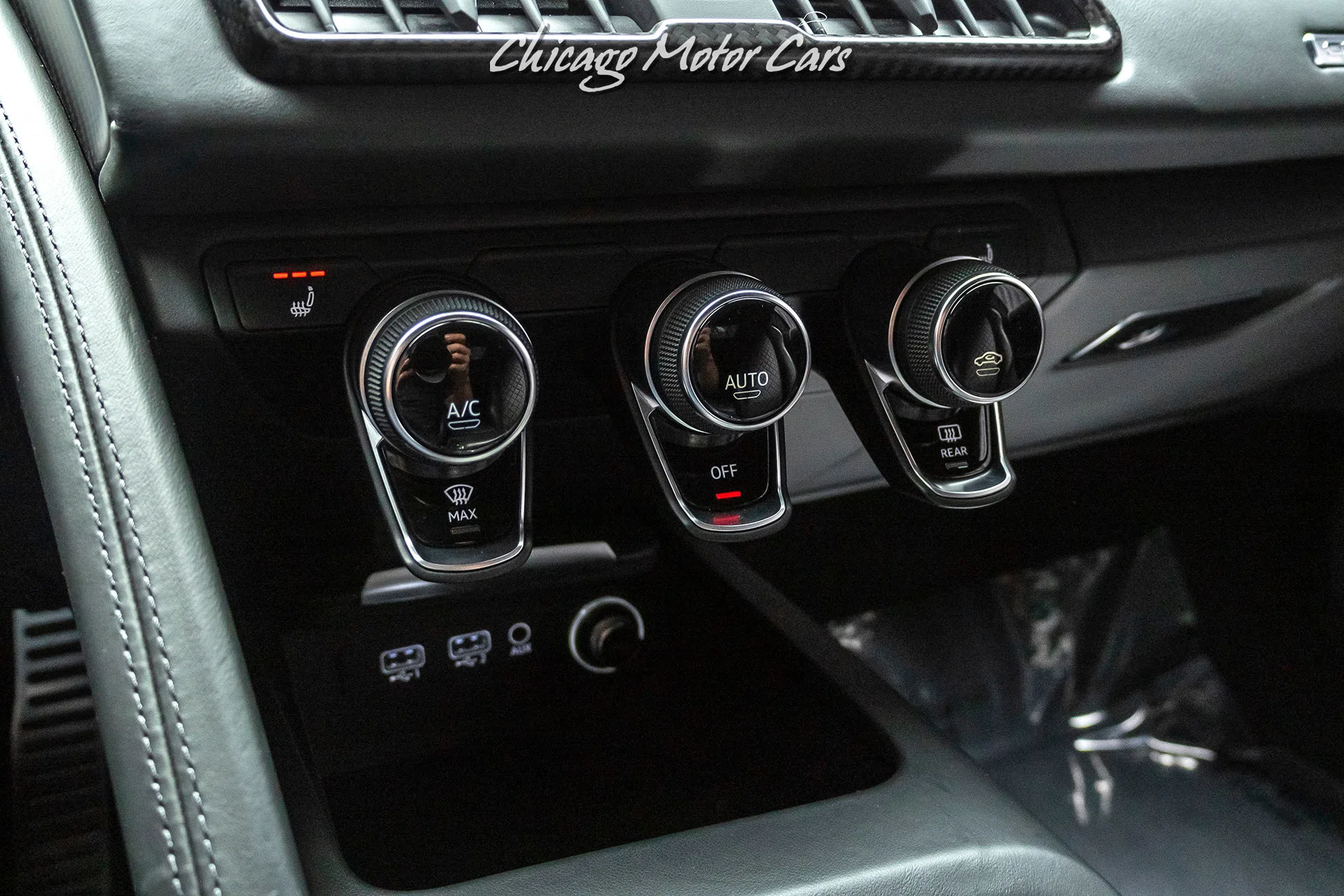 2017 Audi R8 5.2 Quattro V10 Plus Coupe interior, center console, Black W/ Express Red Stitching