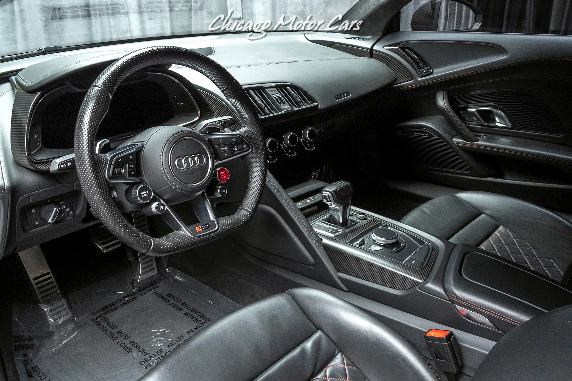 2017 Audi R8 5.2 Quattro V10 Plus Coupe interior, Black W/ Express Red Stitching