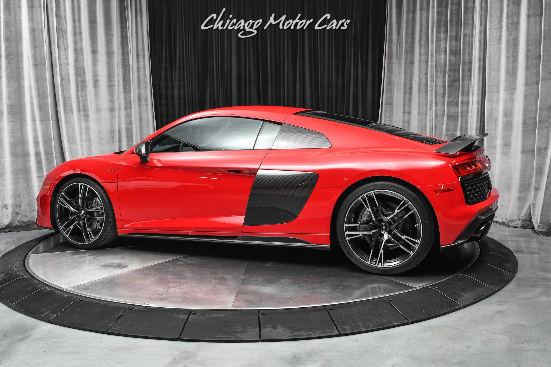 2020 Audi R8 5.2L Quattro V10 Performance Coupe, side profile, Tango Red Metallic