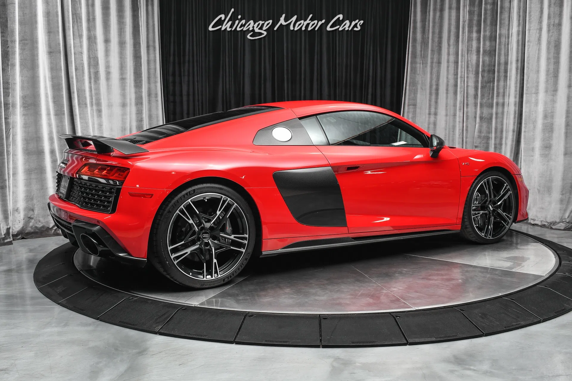 2020 Audi R8 5.2L Quattro V10 Performance Coupe, side profile, Tango Red Metallic