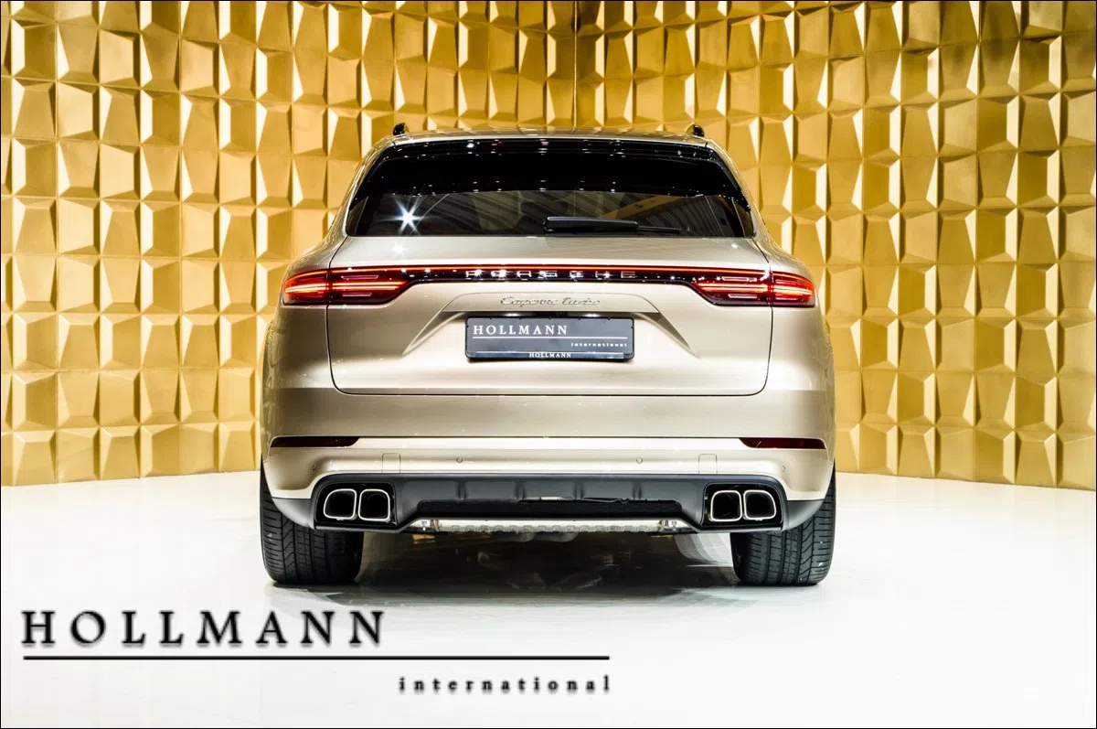 2018 Porsche Cayenne Turbo, rear three-quarter view, Palladiummetallic