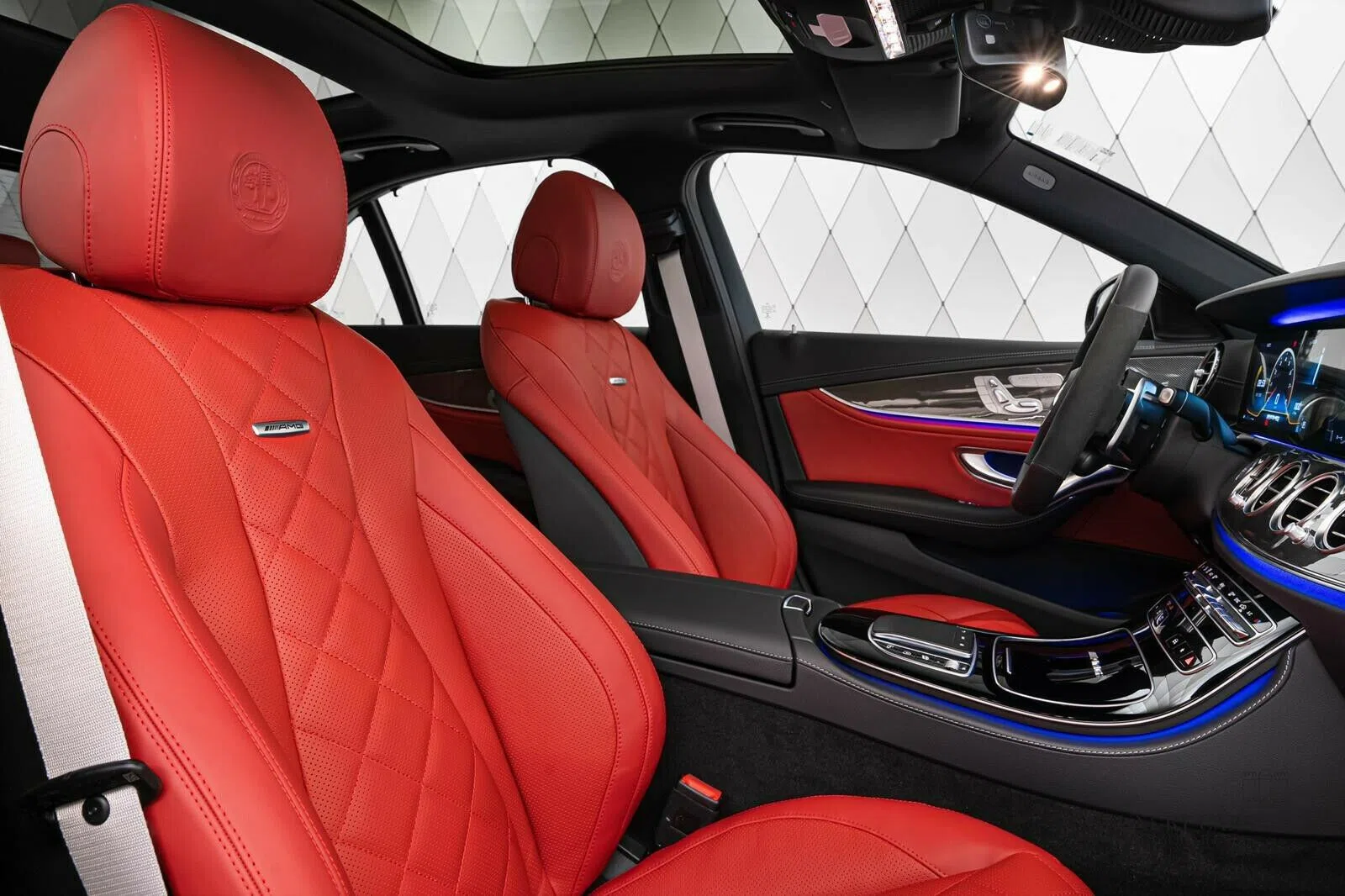 2020 Mercedes-Benz E 63 AMG S+ interior, seats, Red Leather