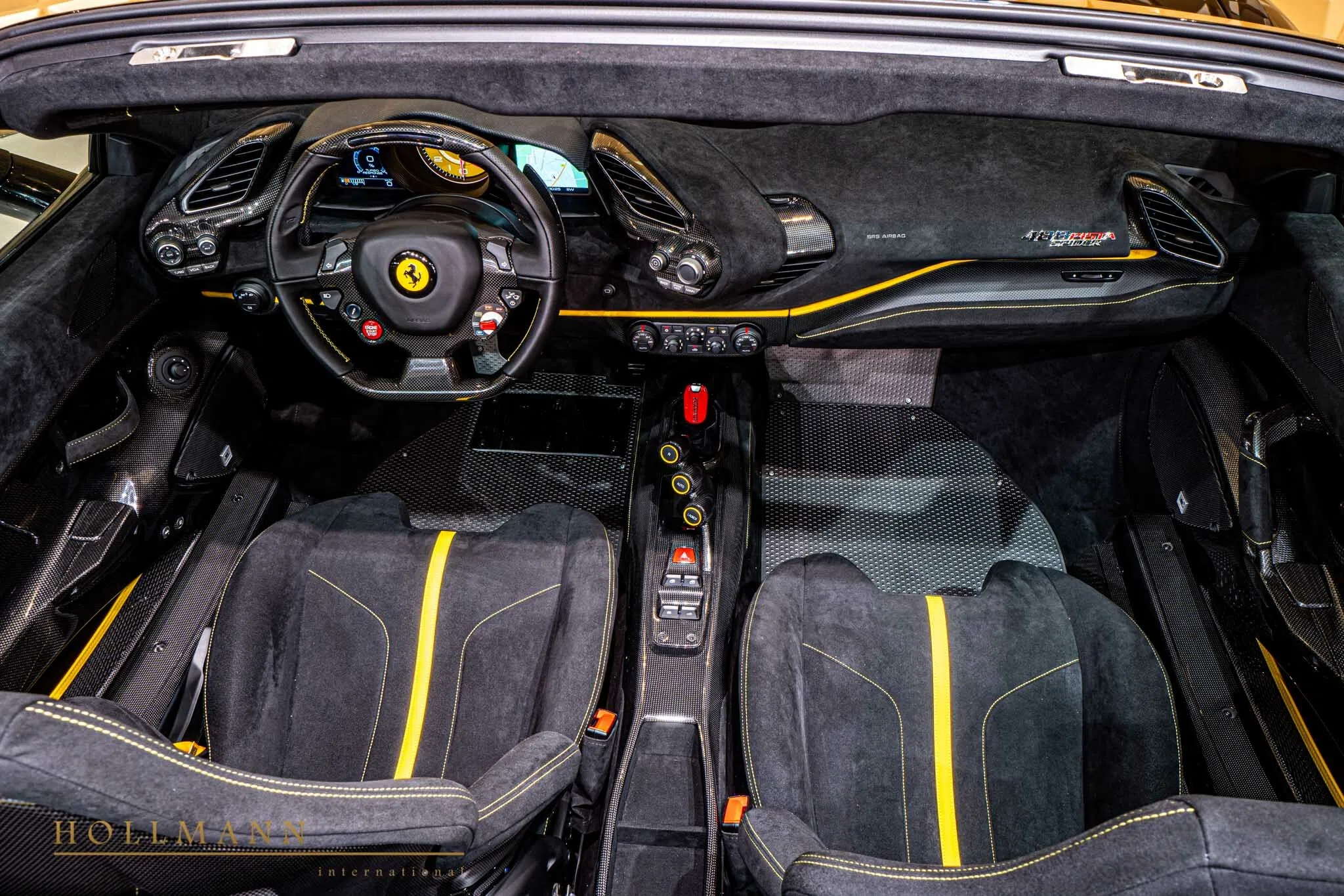 2020 Ferrari 488 Pista Spider interior, Alcantara Nero Black