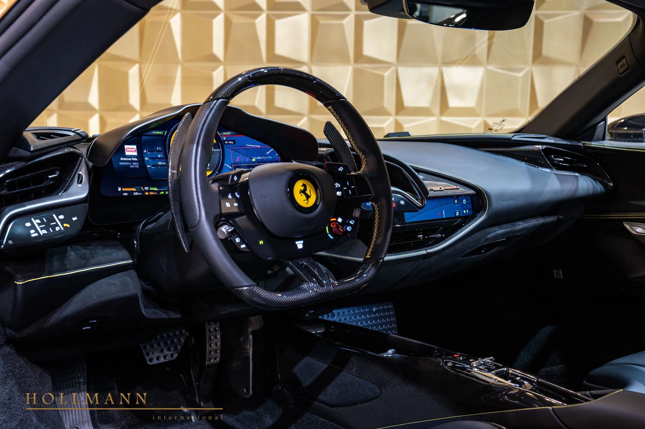 2021 Ferrari SF90 Stradale interior, Leather Black