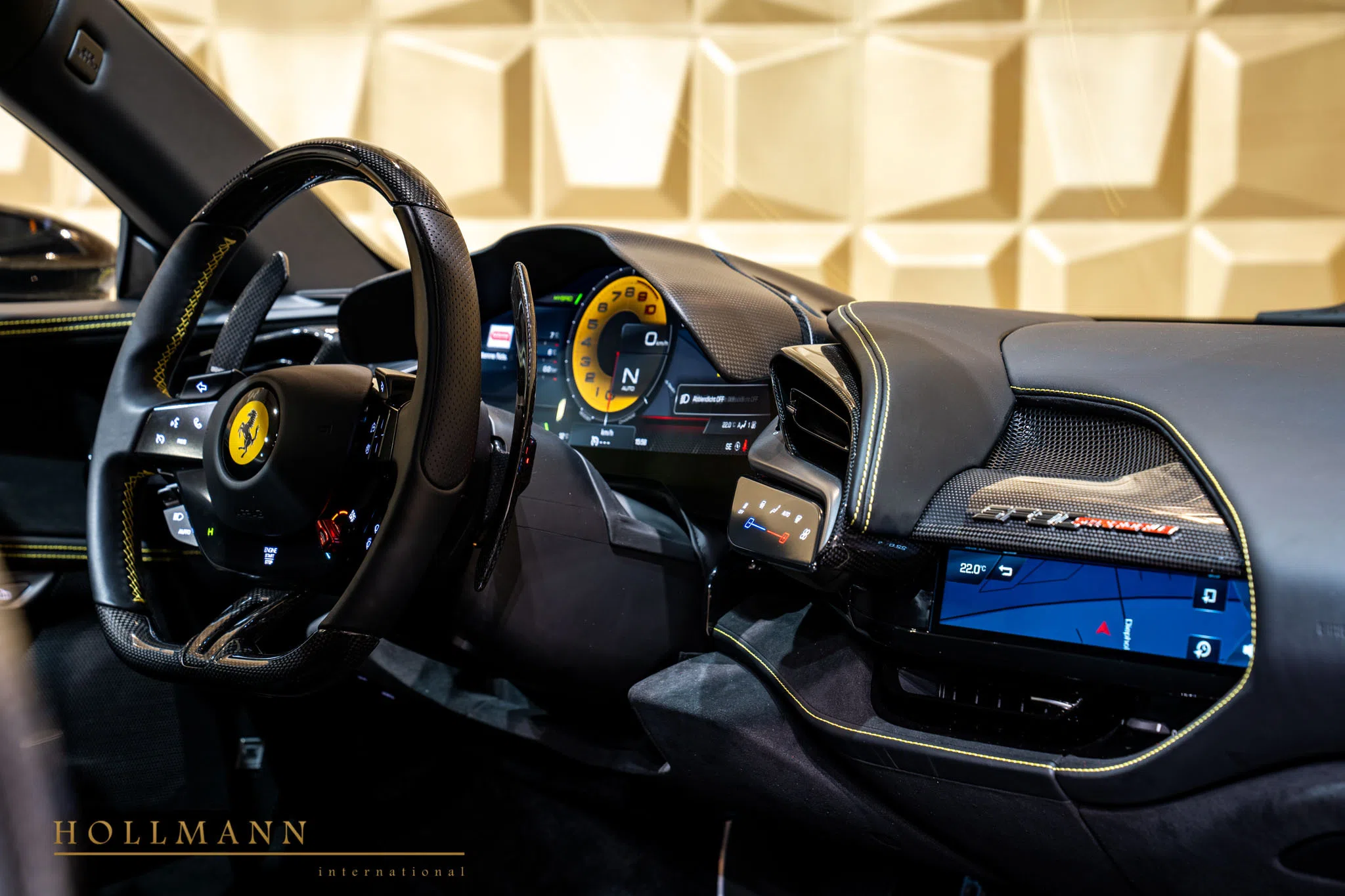 2021 Ferrari SF90 Stradale interior, dashboard, Leather Black