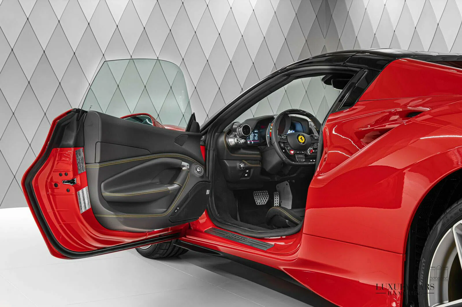 2021 Ferrari F8 Spider interior, door panel, Black, Full leather