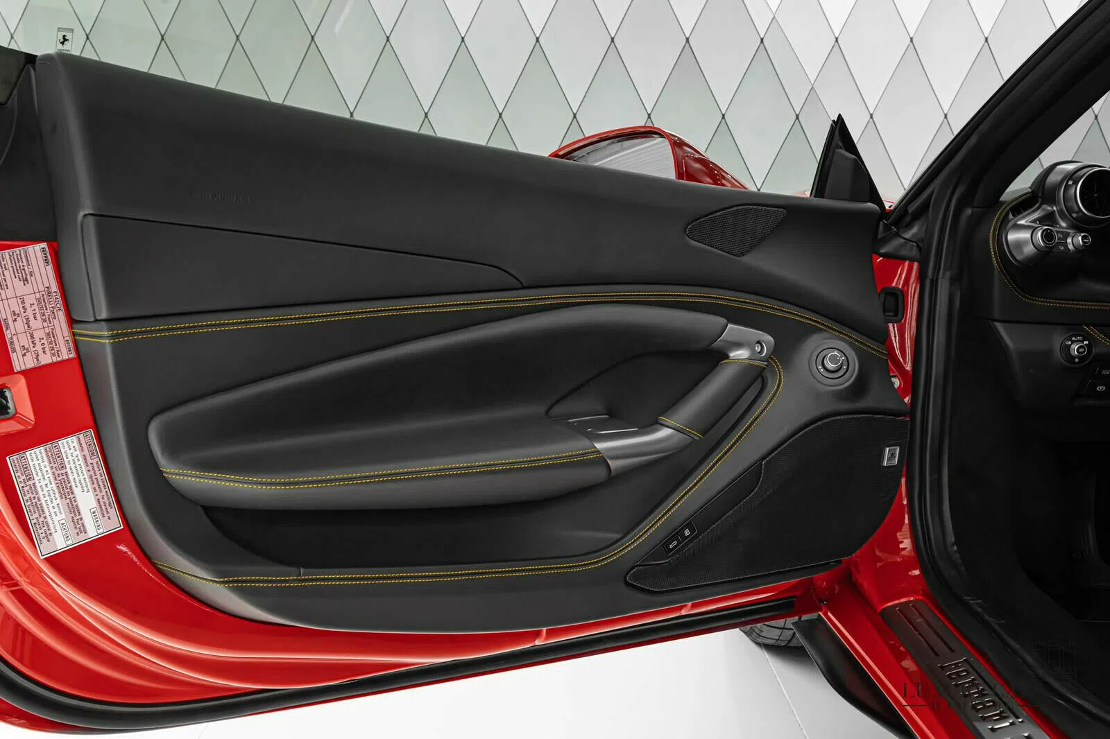 2021 Ferrari F8 Spider interior, door panel, Black, Full leather