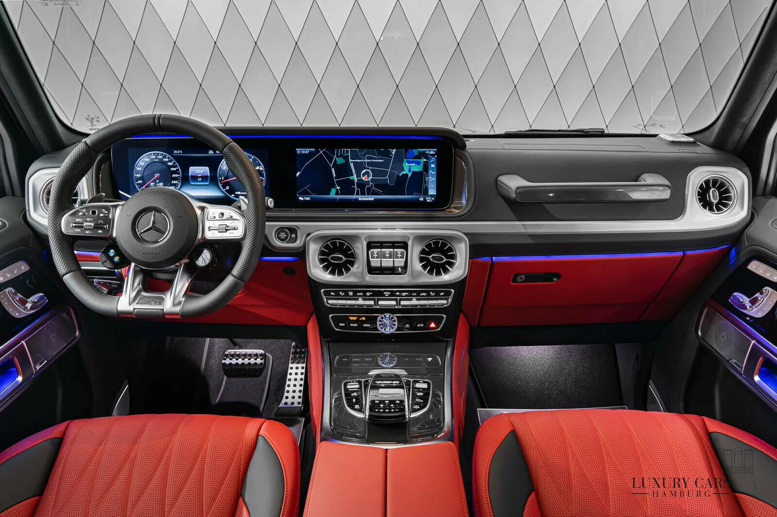 2021 Mercedes-Benz G 63 AMG interior, dashboard, Grün, Andere, Vollleder
