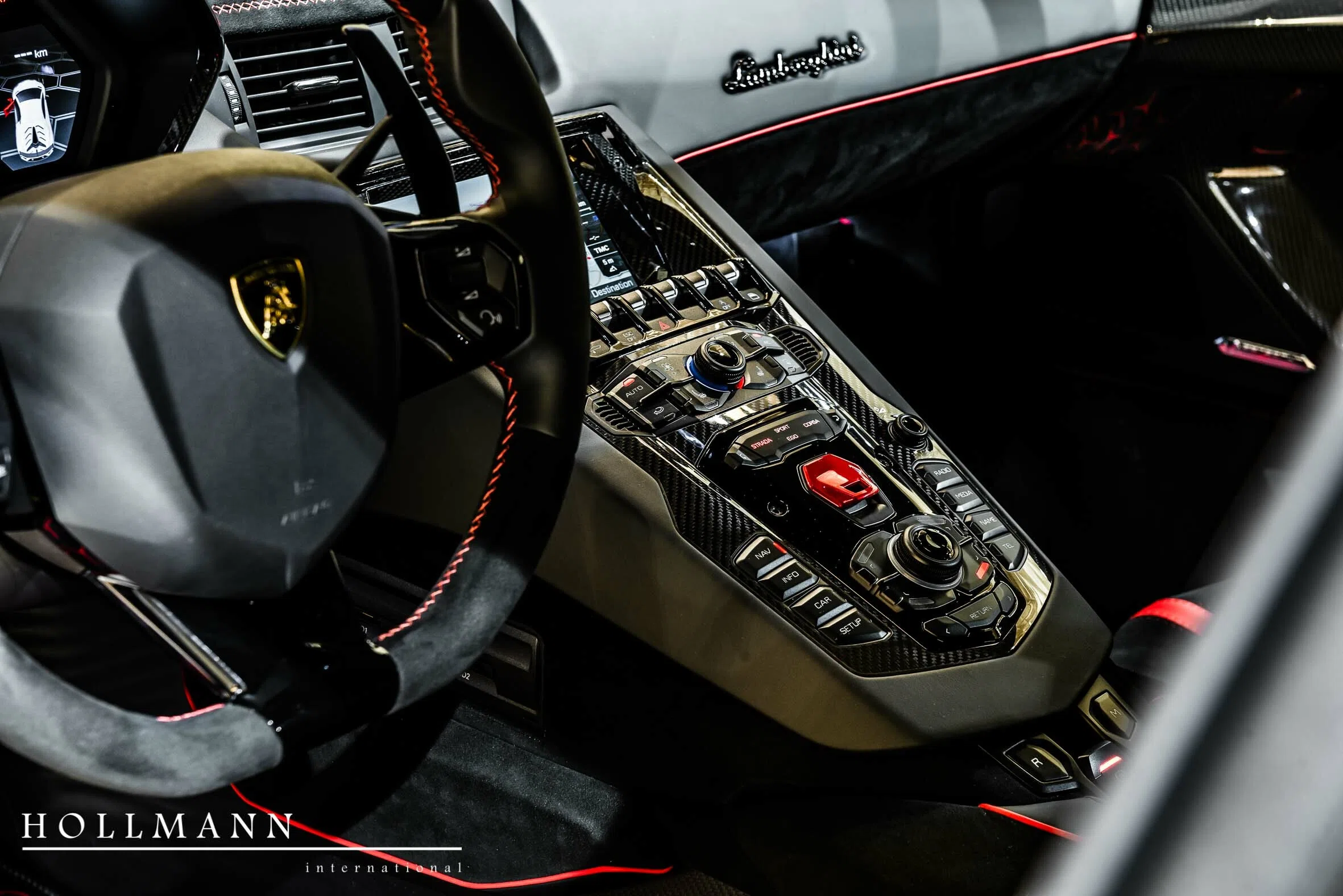 2021 Lamborghini Aventador SVJ interior, dashboard, Nero Cosmus + Stitching Rosso Alala