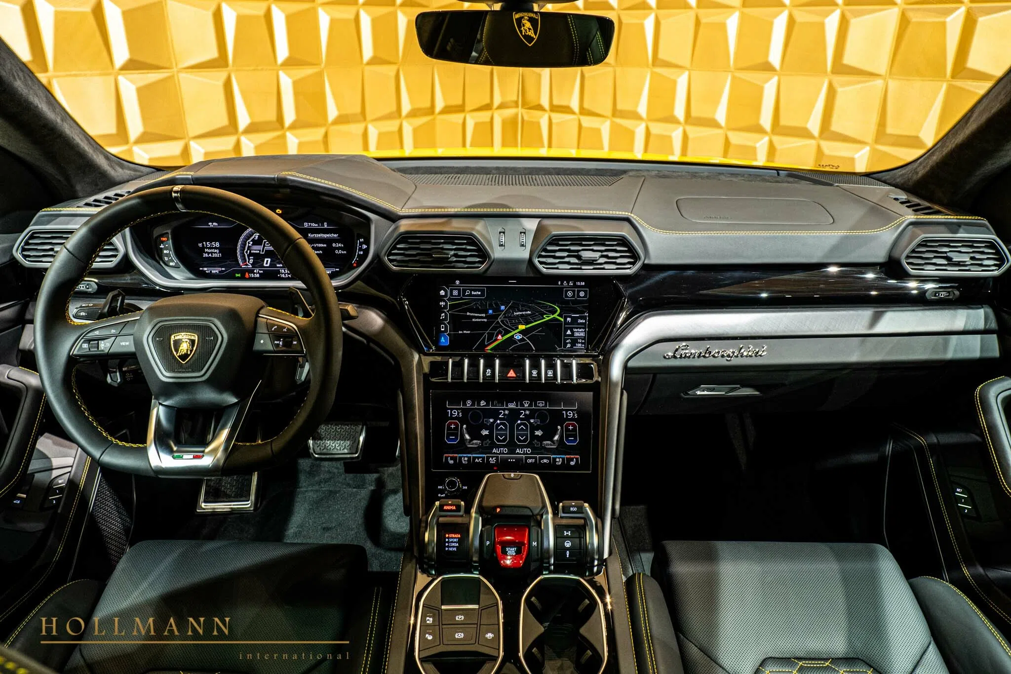 2021 Mansory Urus Venatus interior, dashboard, Nero Ade + Giallo Stitching