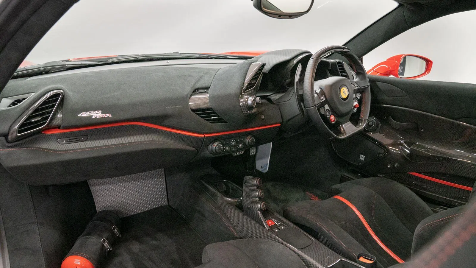2020 Ferrari 488 PISTA interior, dashboard, Alcantara