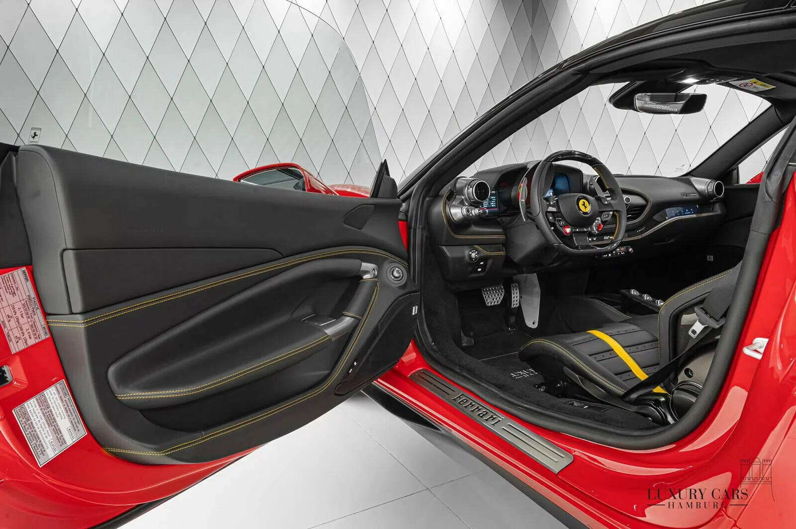 2021 Ferrari F8 Spider interior, door panel, Black, Full leather