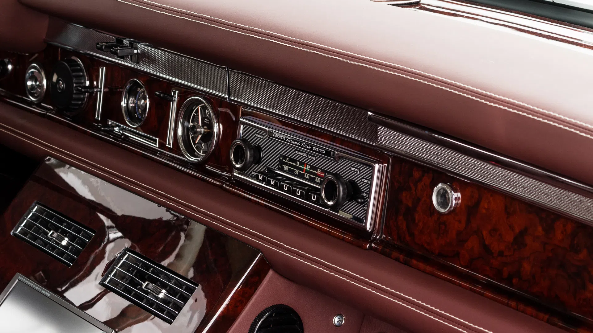 1975 Mercedes-Benz W100 600 Pullman ONE of ONE interior, center console, Maybach AA51 garnet red leather