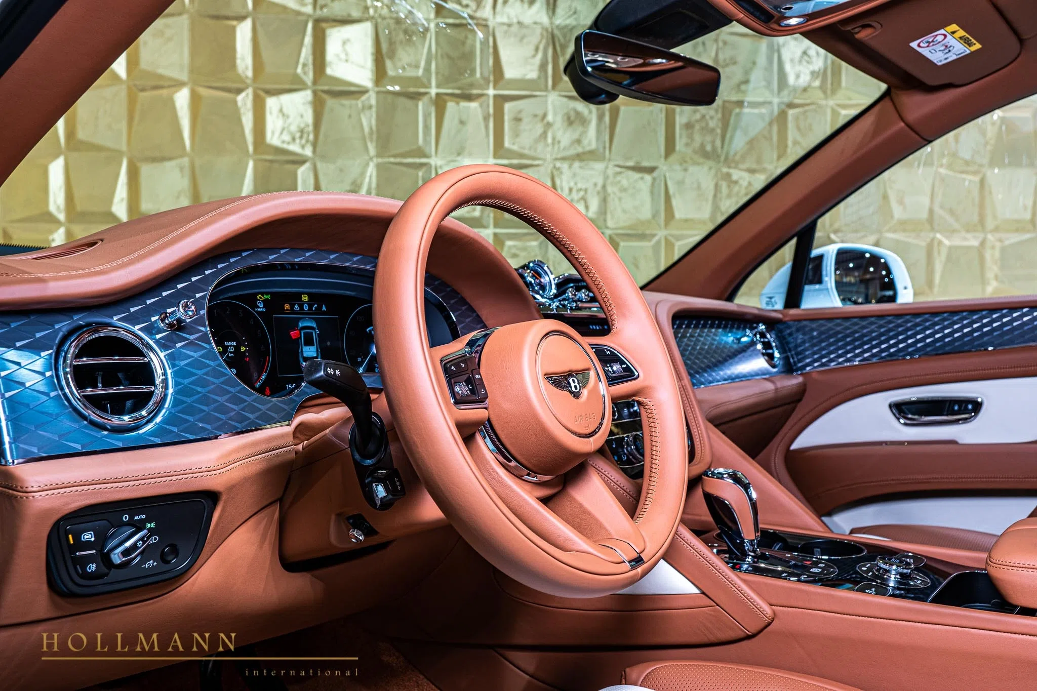 2022 Bentley Bentayga Hybrid interior, dashboard, Linen + Saddle