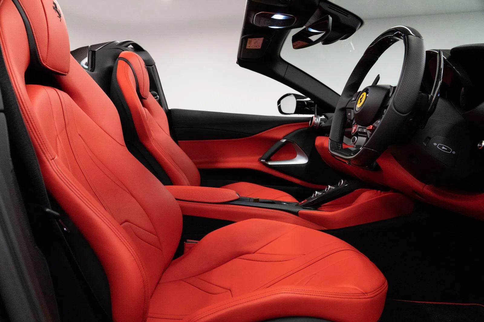 2021 Ferrari 812 GTS interior, seats, Rosso Ferrari