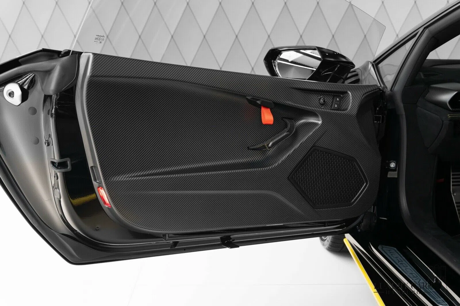 2021 Lamborghini Huracán STO interior, door panel, Black