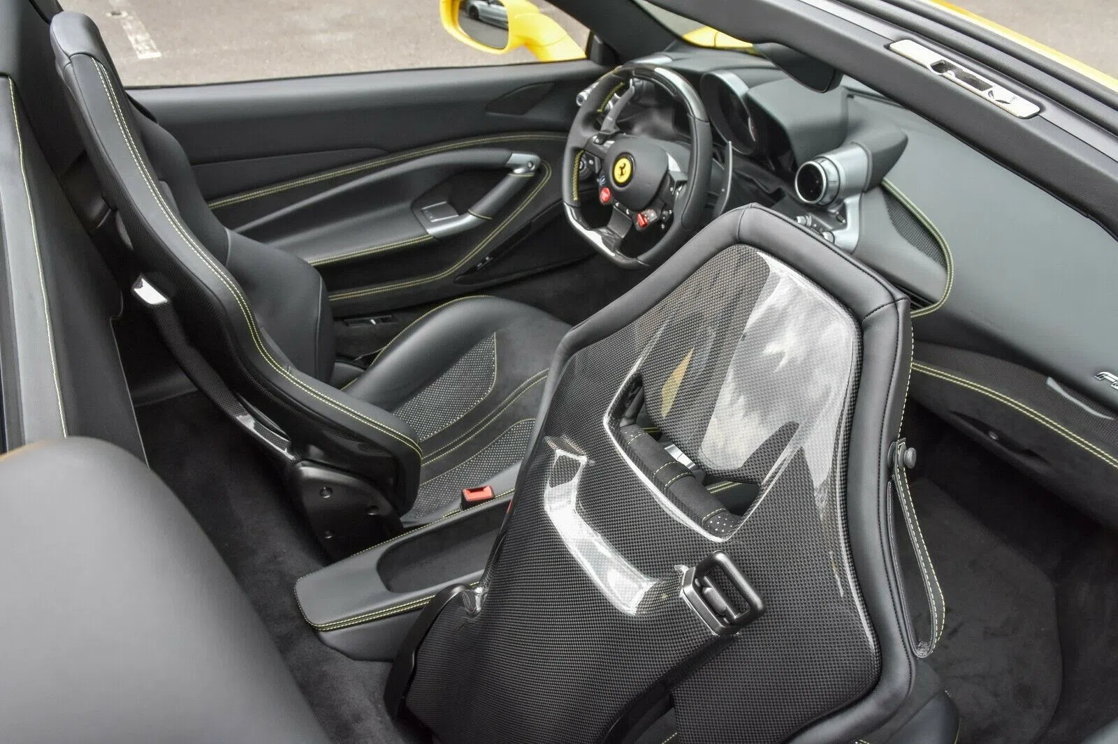 2021 Ferrari F8 Spider interior, Black Leather