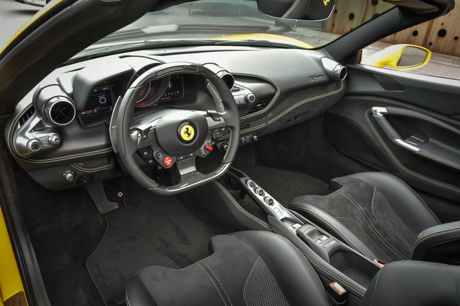 2021 Ferrari F8 Spider interior, dashboard, Black Leather
