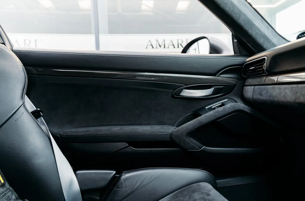 2016 Porsche 911 991 GT3 RS interior, door panel, Black Alcantara