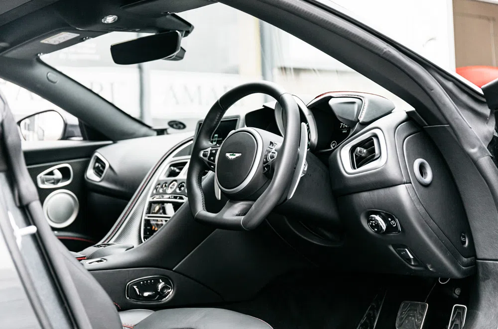 2019 Aston Martin DBS Superleggera interior, dashboard, Obsidian Black Leather